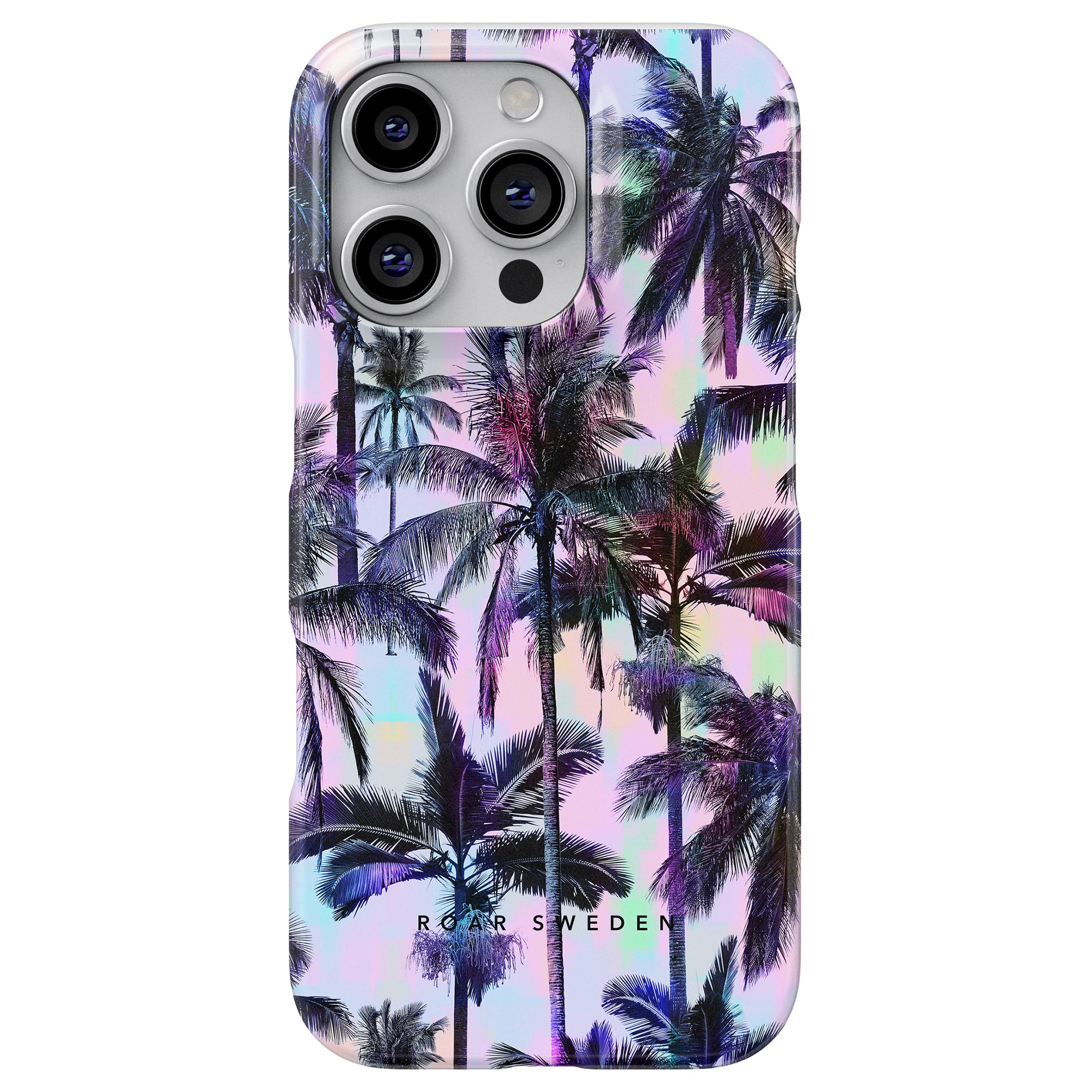 Förbättra din vardagslook med Neon Palms - Slim Case, med en fantastisk palmdesign på en färgstark, skimrande bakgrund med levande neonpalmer, perfekt för att lägga till Miami-vibbar.