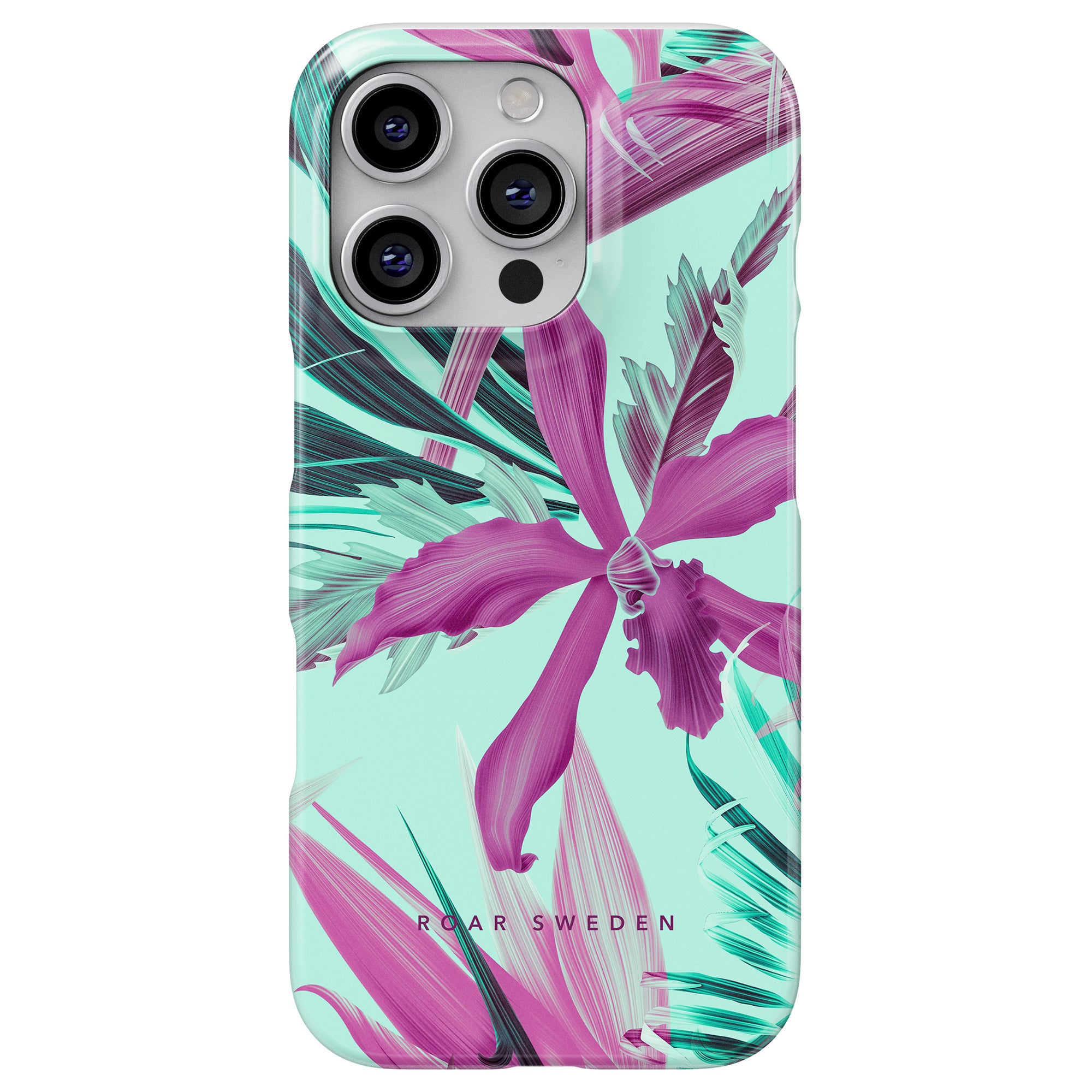 Vi presenterar telefonfodralet "Orchid Pop - Slim Case" från ROAR SWEDEN, som har en livfull blom- och bladdesign i lila och kricka nyanser. Den här mobilskalen visar inte bara upp färgglada orkidéer utan erbjuder även pålitligt skydd för din enhet, vilket säkerställer att den förblir stilfullt skyddad.