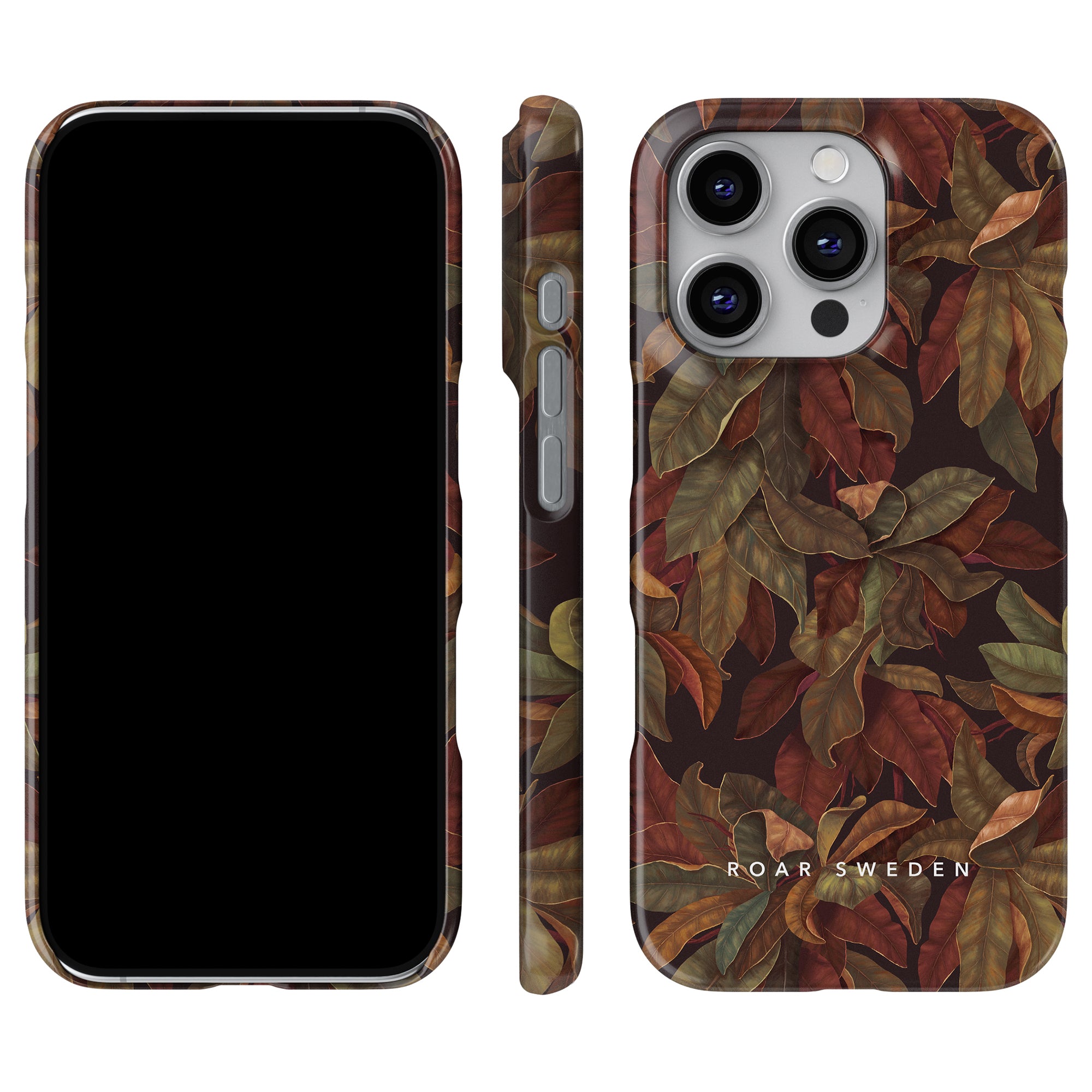 a phone case with leaves on it