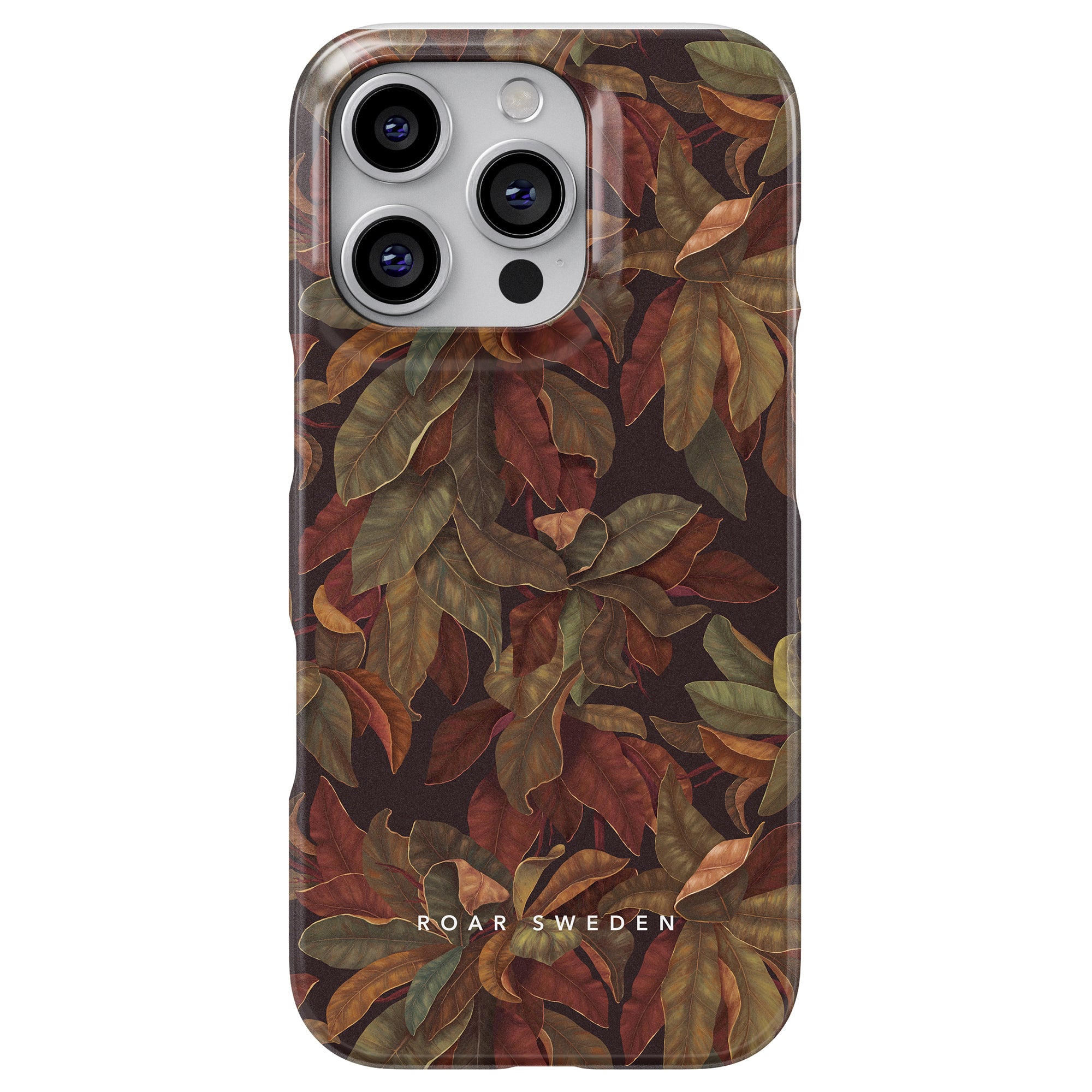 a phone case with leaves on it