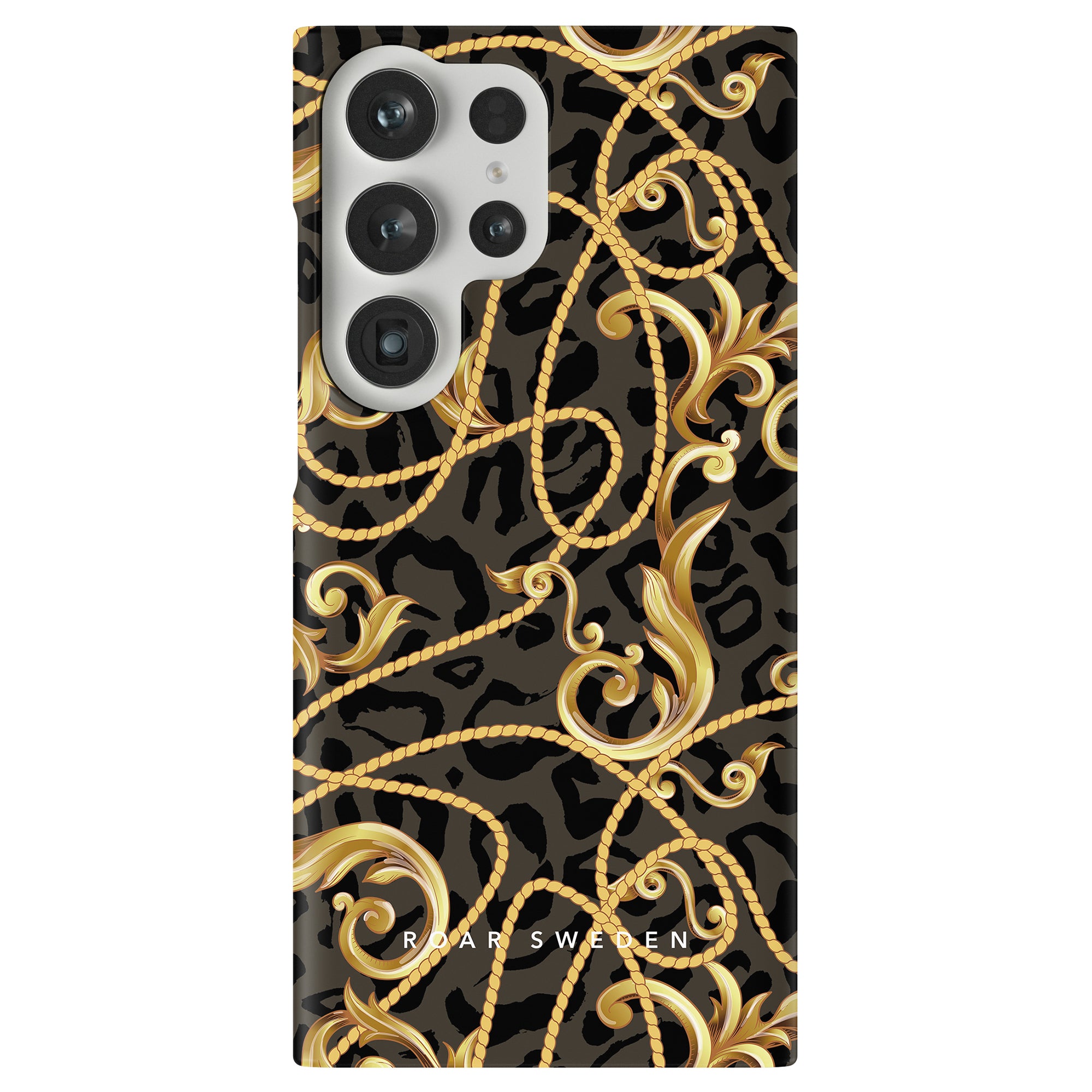 Ett Baroque - Slimt fodral med en utsmyckad design i svart och guld som ger robust skydd för din smartphone.