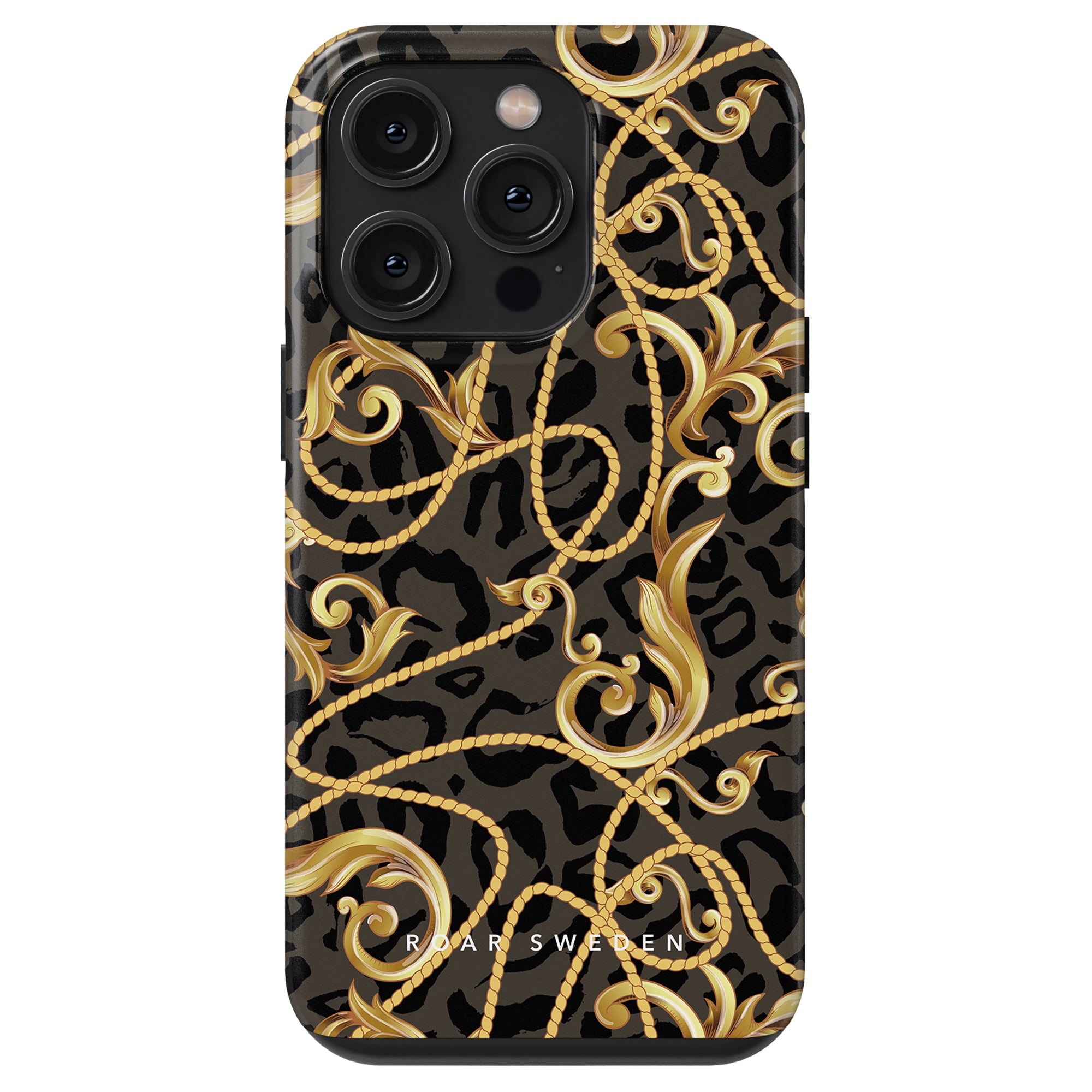 A black and gold Baroque - Tough Case featuring an intricate and ornate design.