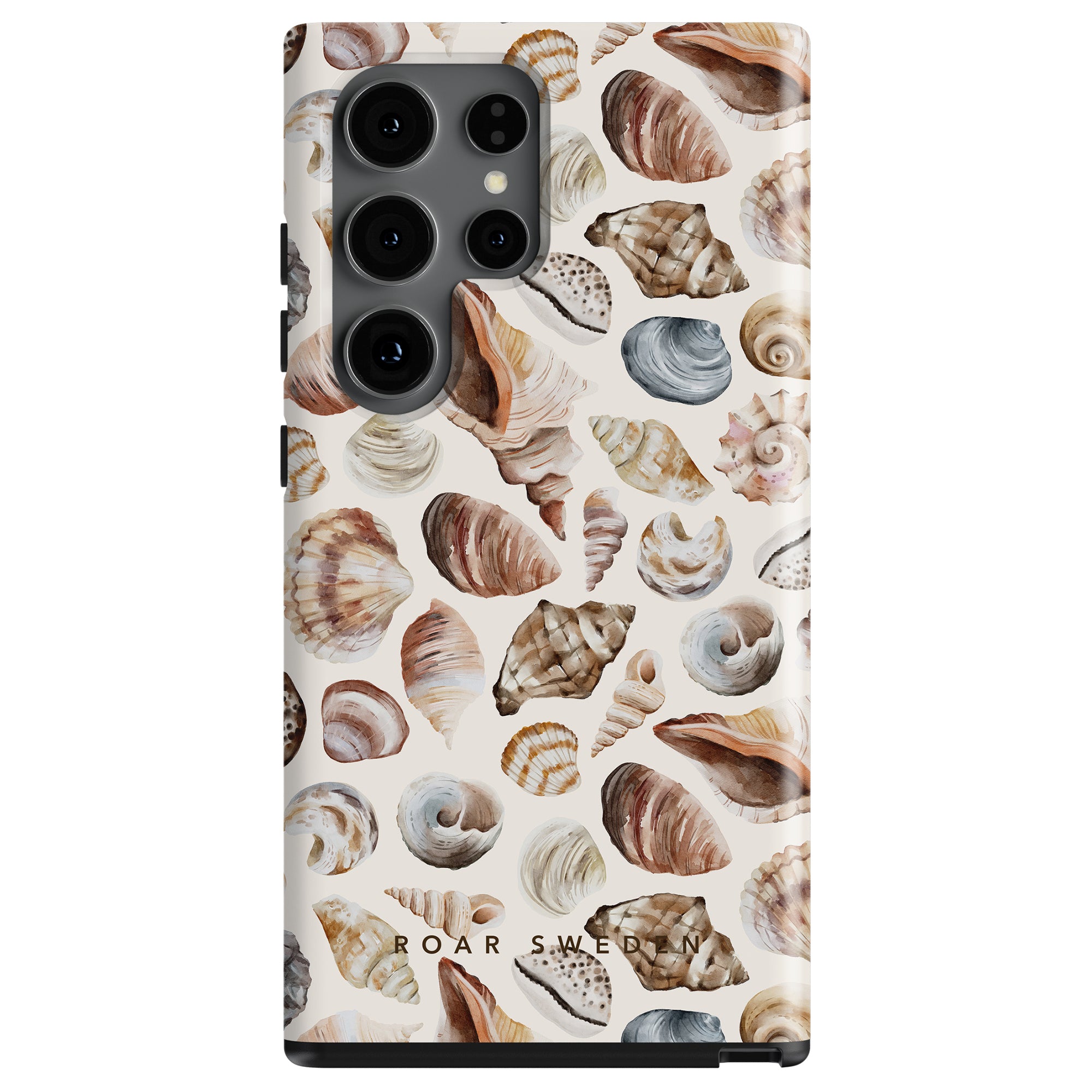 Beach Shells - Tough Case for smartphones with a seashell pattern and camera cutouts.
