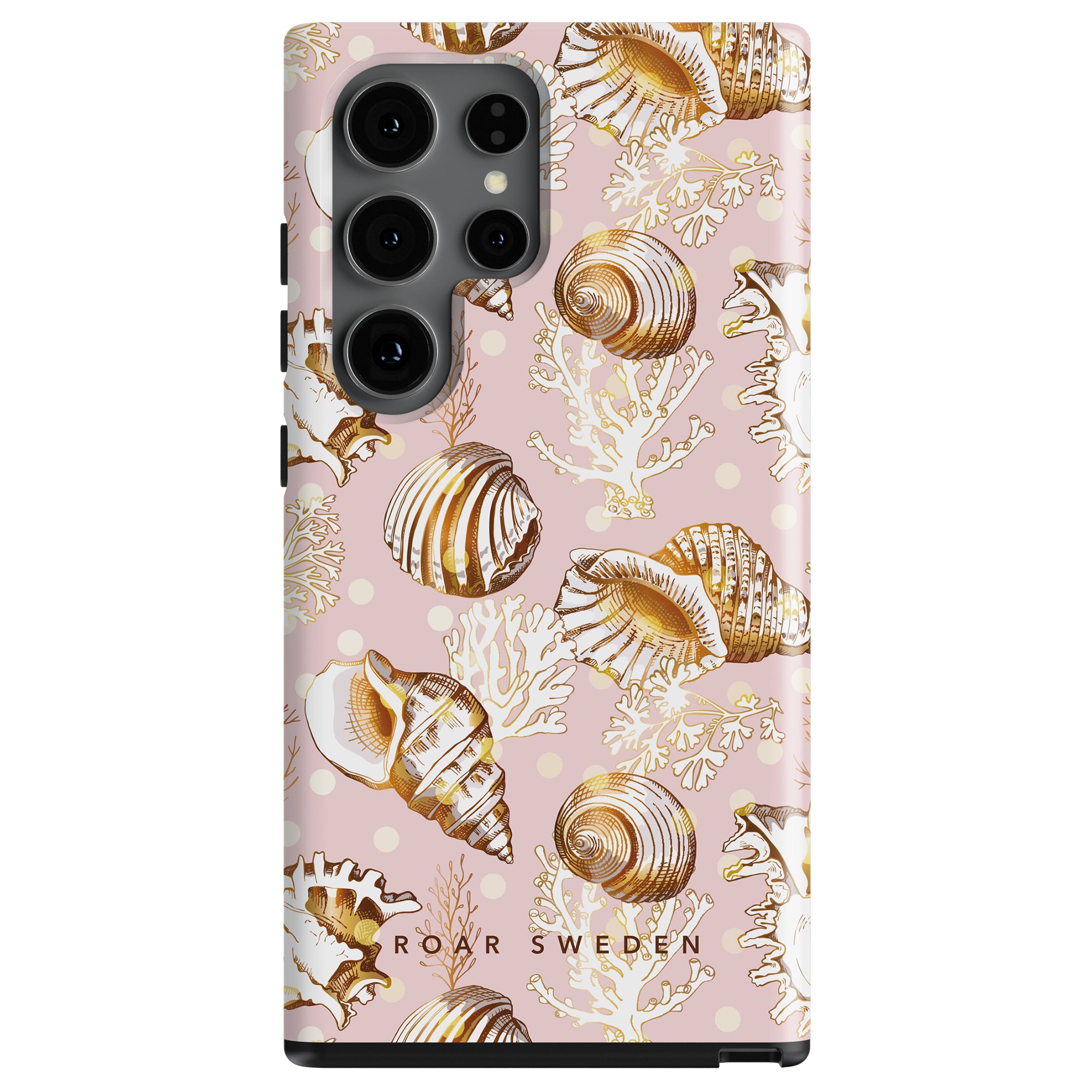A Bivalvia - Tough Case from the ocean collection features a seashell pattern design on a pink background.