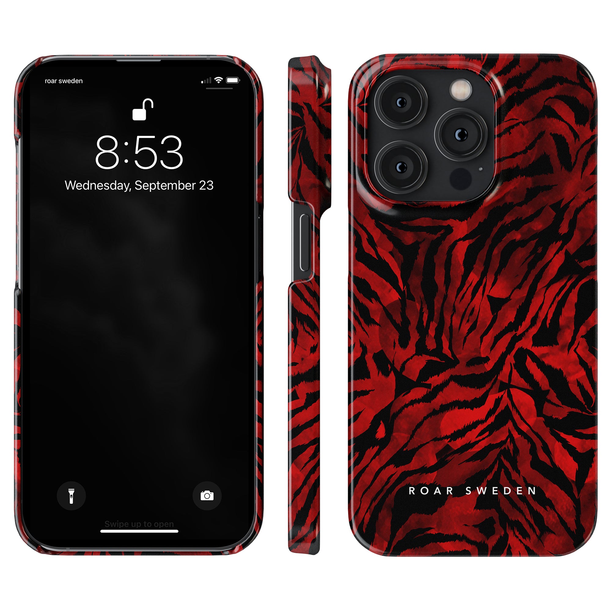 Ett iögonfallande rött och svart zebratryck Blood Tiger - Tunt fodral för iPhone 11 Pro.