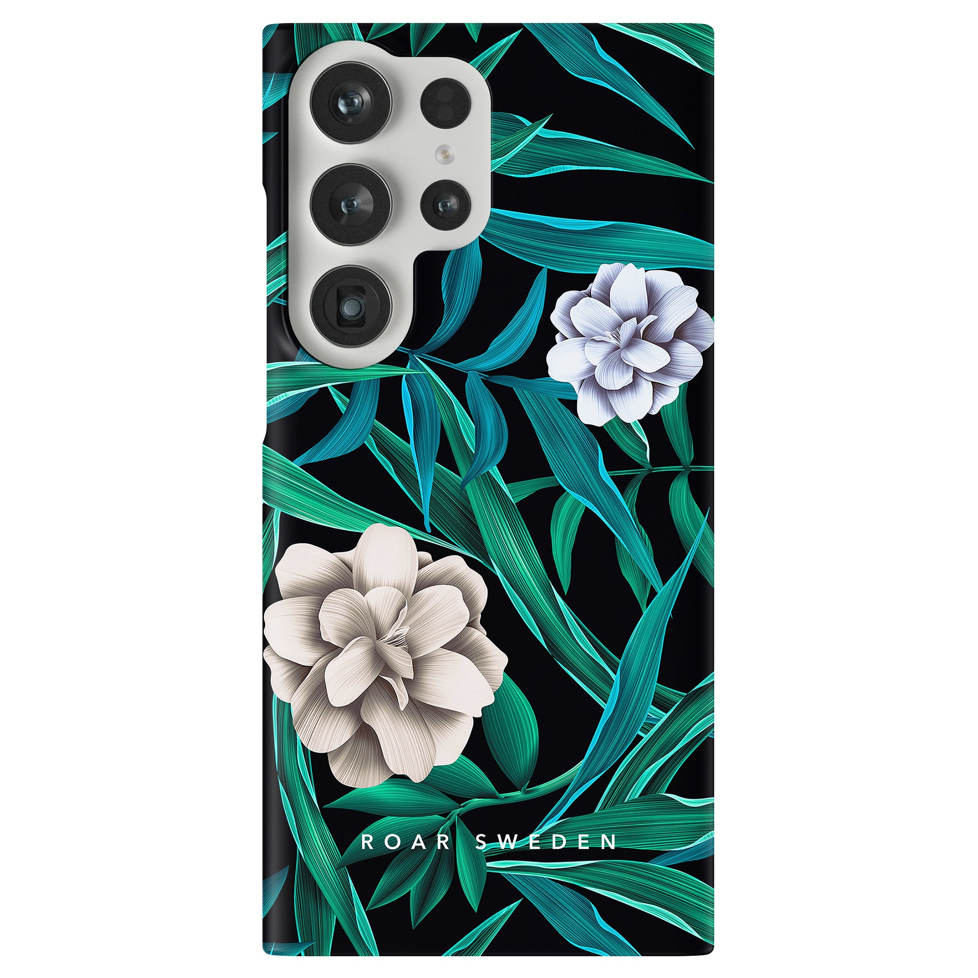 A Blossom - Tunt fodral med fina blommor och blad för ett diskret och elegant mobilskydd.