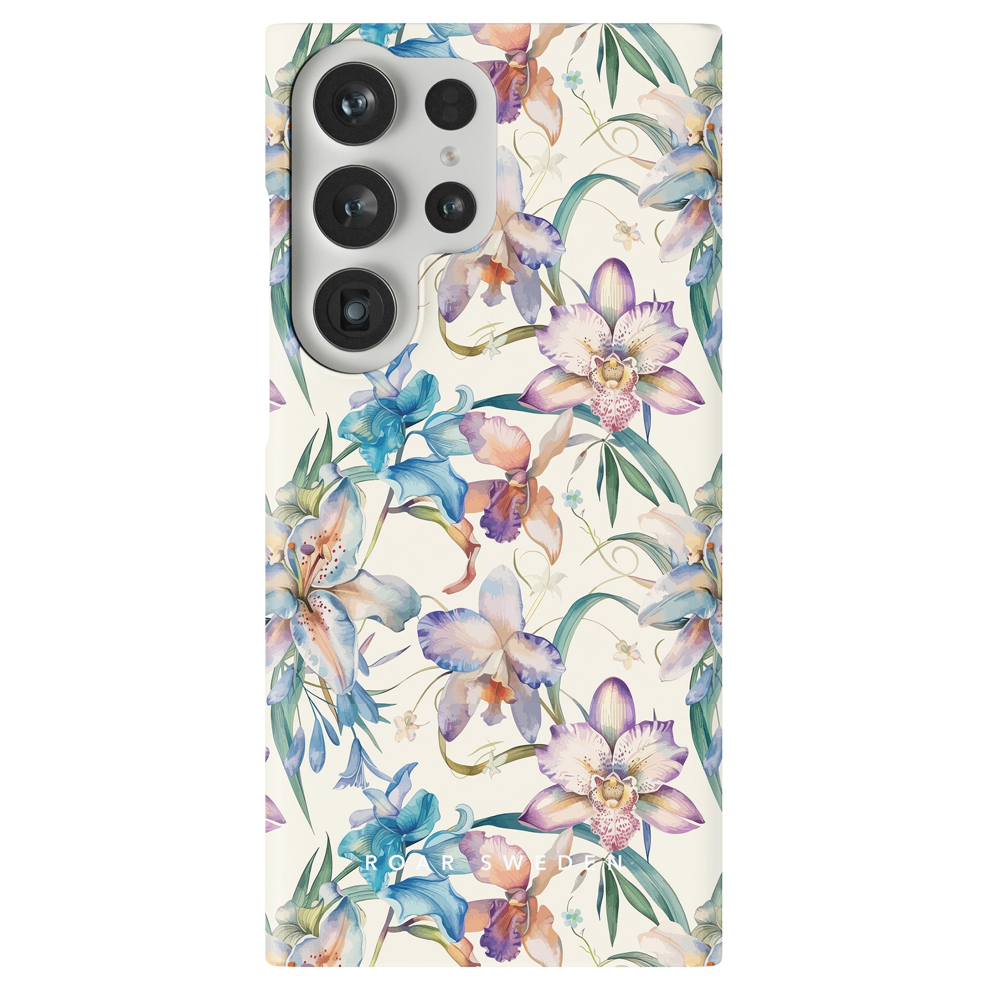 A smartphone from the Floral Collection with a Bouquet - Slim case featuring various colorful flowers on a white background, providing stylish smartphone protection.