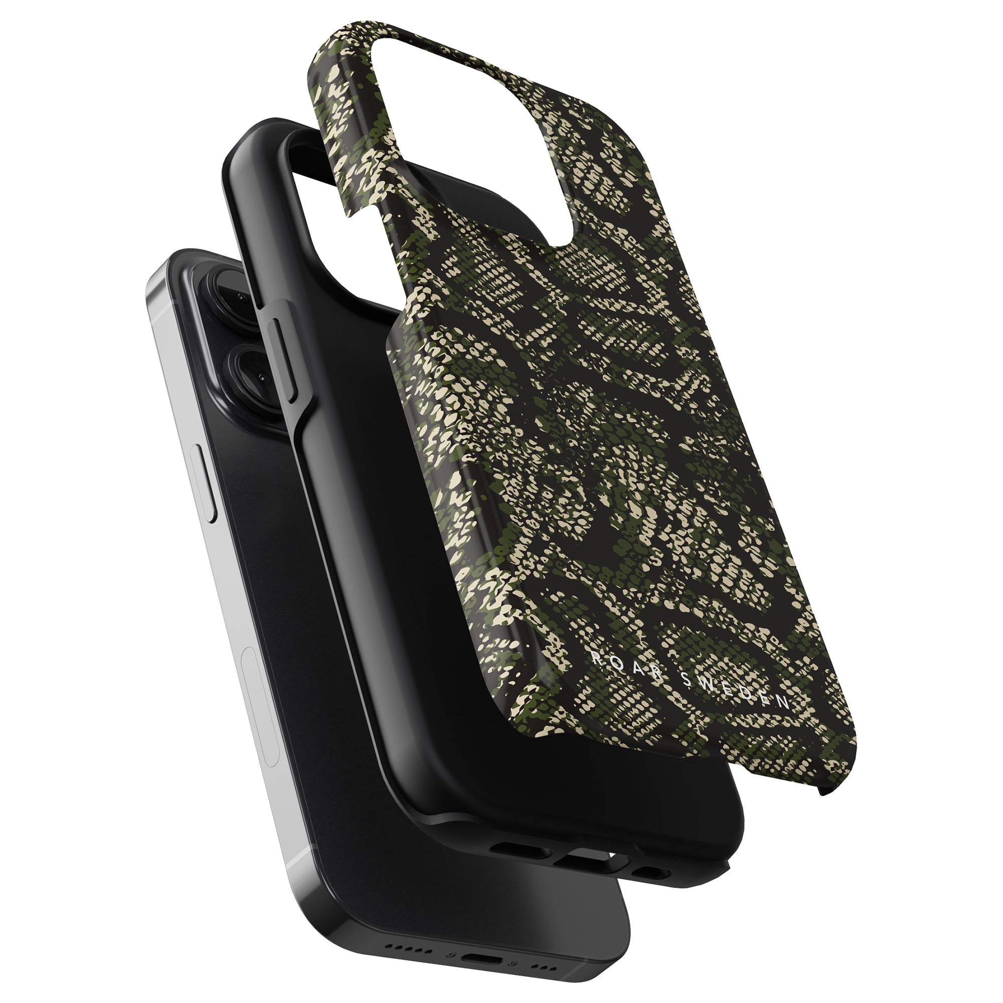 A Camo Snakes - Tufft fodral i svart och grönt pythonmönster för iPhone 11 Pro.