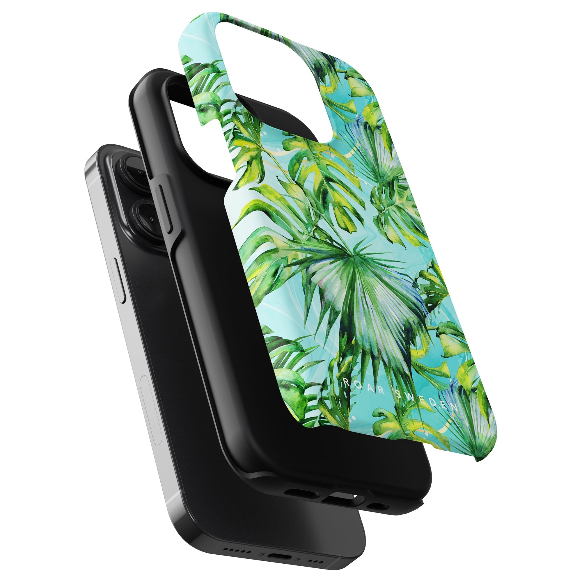 Ett karibiskt inspirerat smartphonefodral med blått och grönt tropiskt tryck för iPhone 11 som kallas "Caribbean - Tough case".