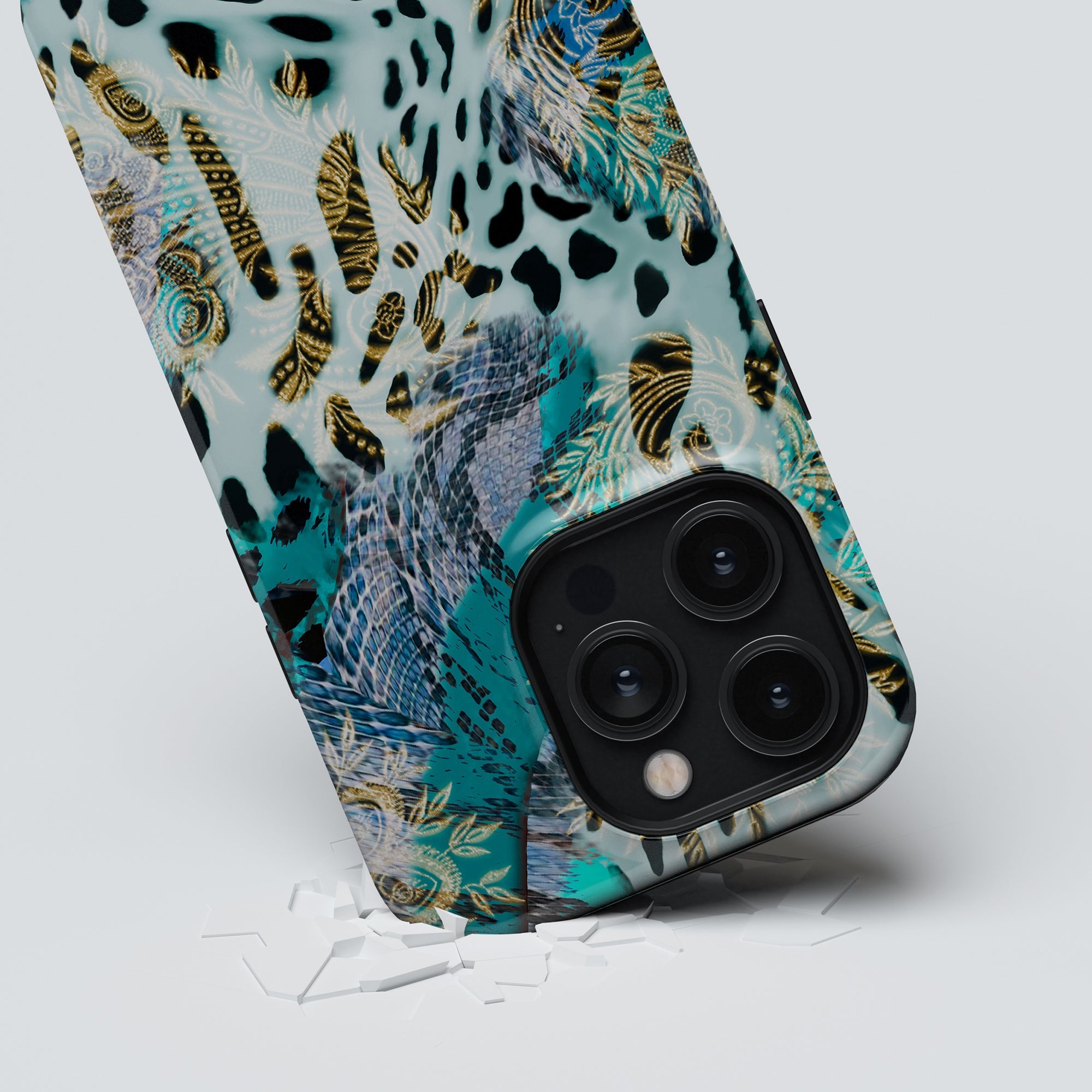 Ett smartphonefodral med en Cheetah Spark - Tufft fodraltryck på.