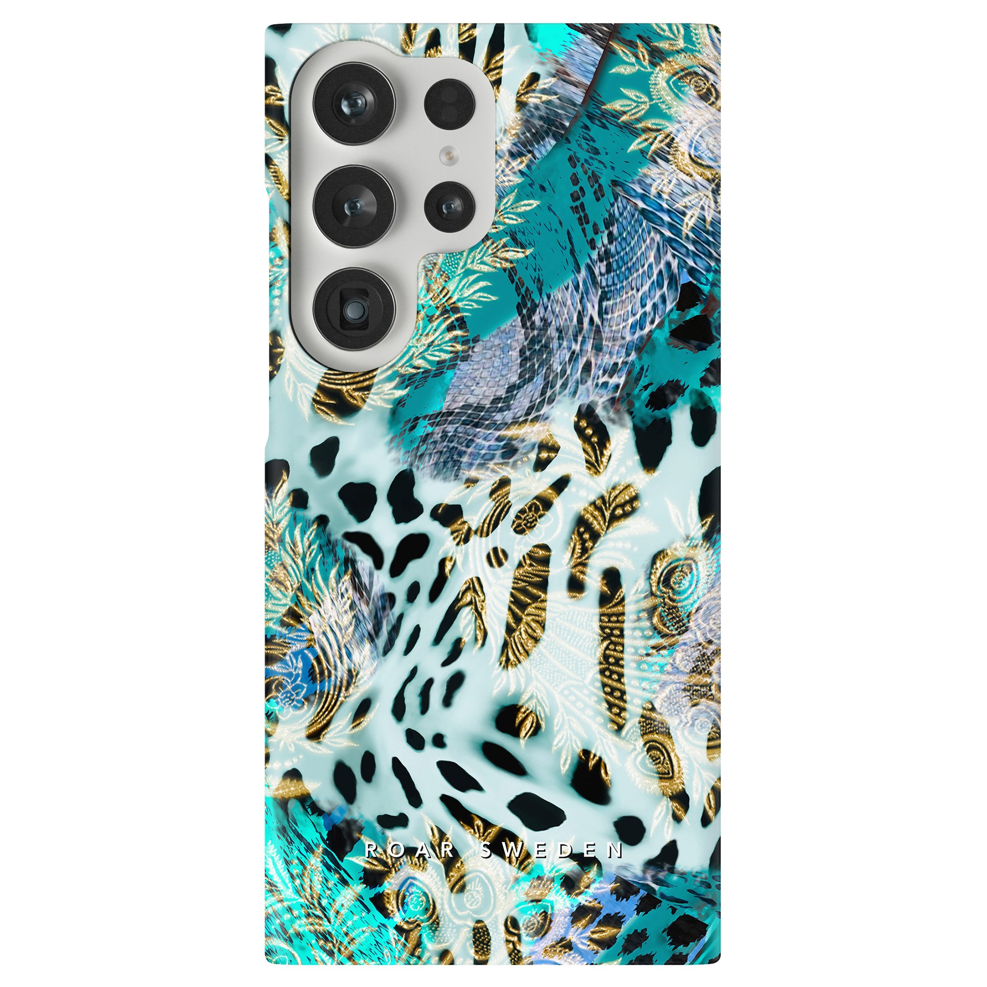 Ett pastellfärgat telefonfodral med leopardtryck, känt som Cheetah Spark - Slim fodral.