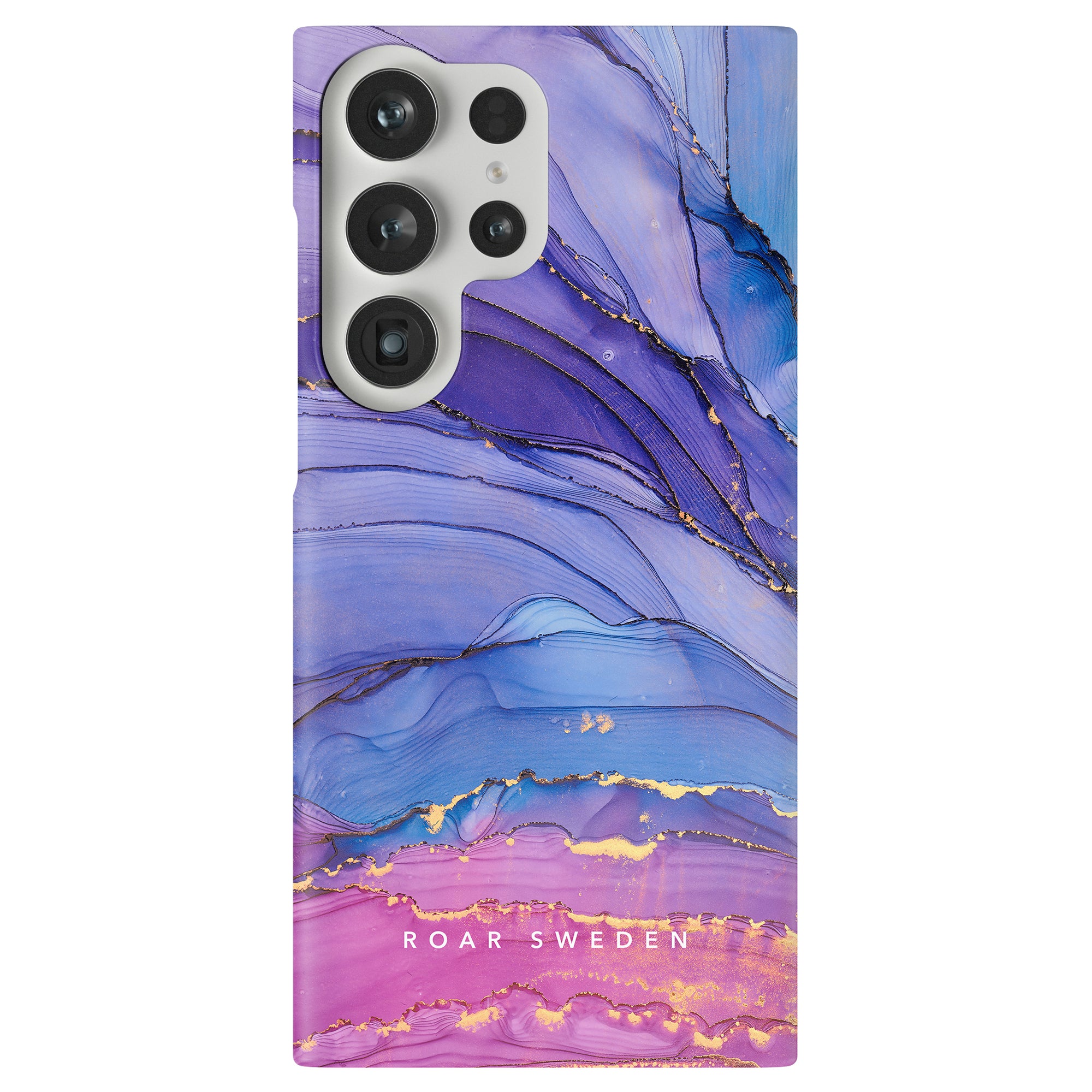 Beskrivning: Dreamy - Slim case med ett marmormönster i lila och blått.