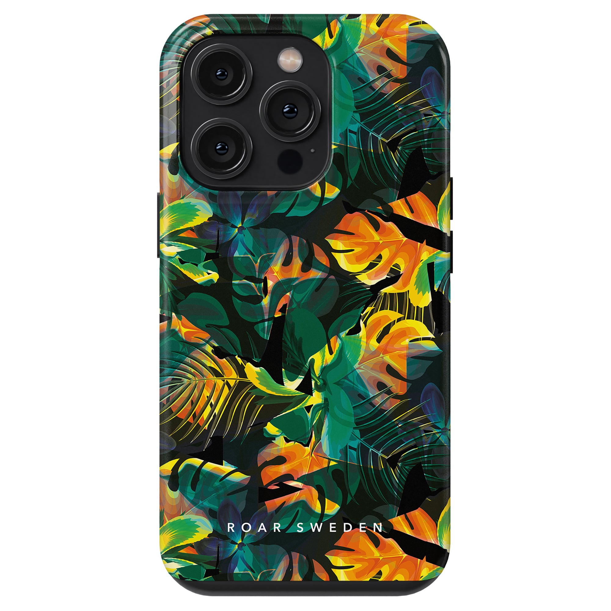 Ett färgstarkt Exotic - Tufft fodral med tropiska löv, perfekt för Samsung- och iPhone-användare som vill ha en exotisk mobilskal.