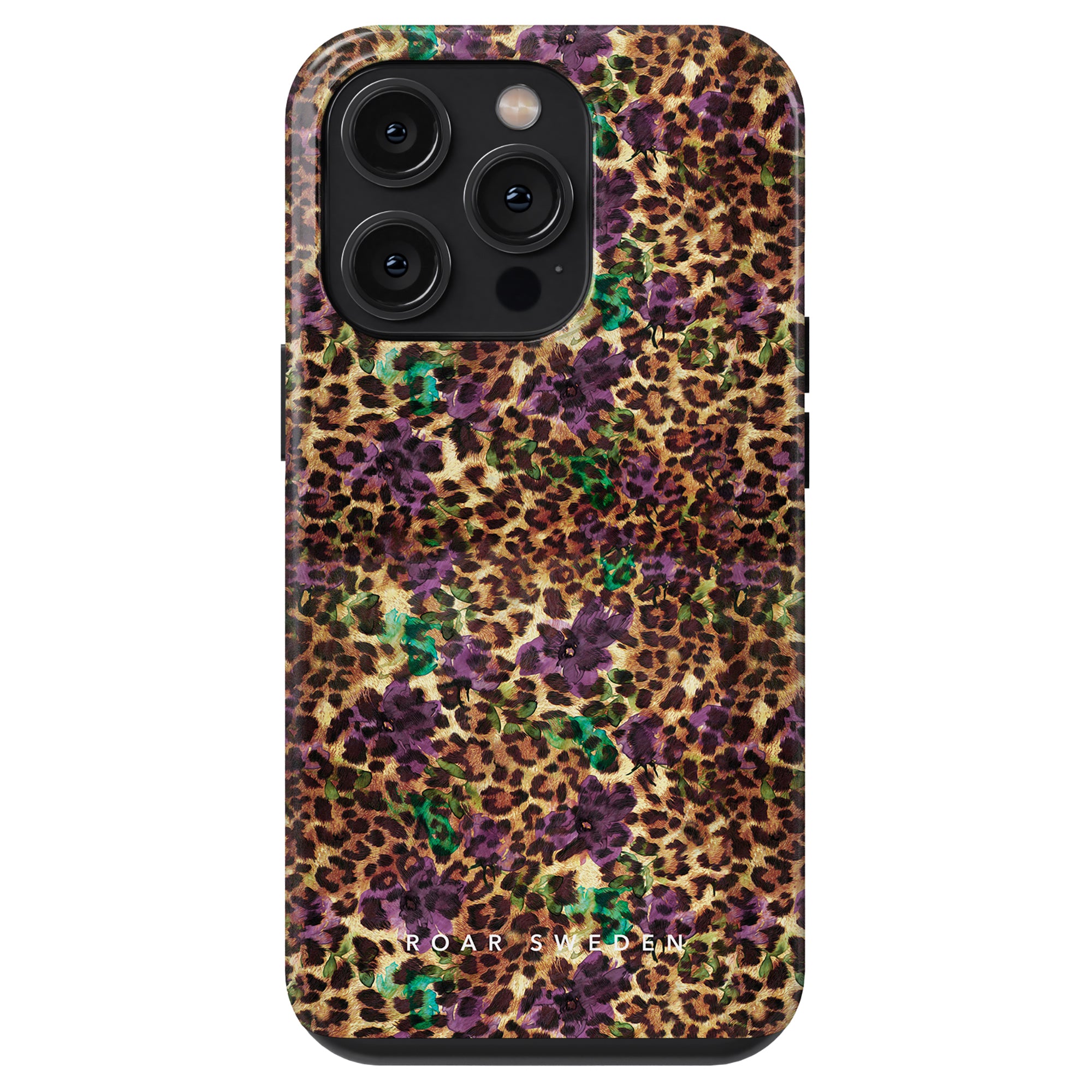 Ett snyggt Flower Leopard - Tufft fodral för iPhone 11, med en trendig kombination av lila och grönt.