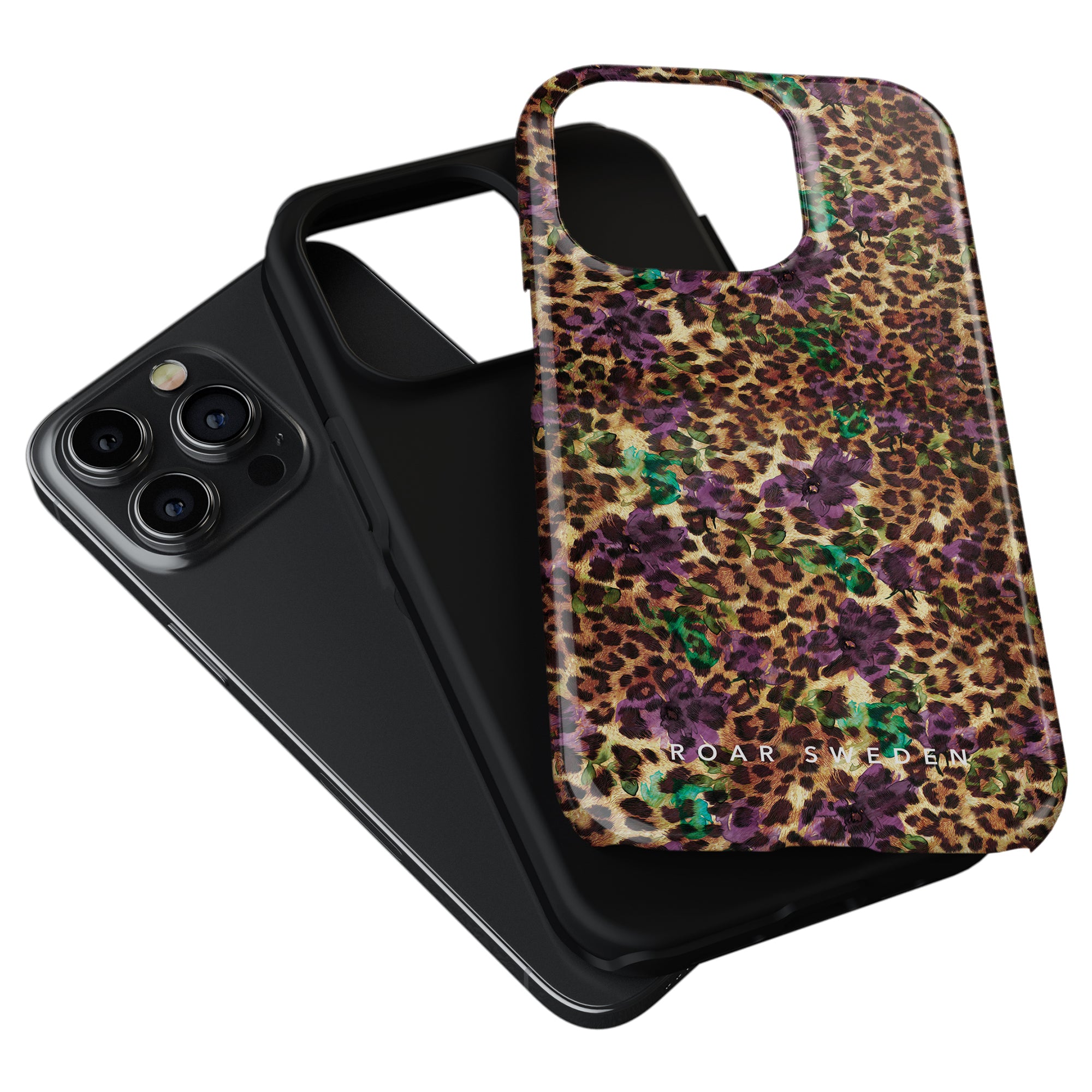 Ett snyggt Flower Leopard - Tufft fodral för iPhone 11, med en livlig lila färg.