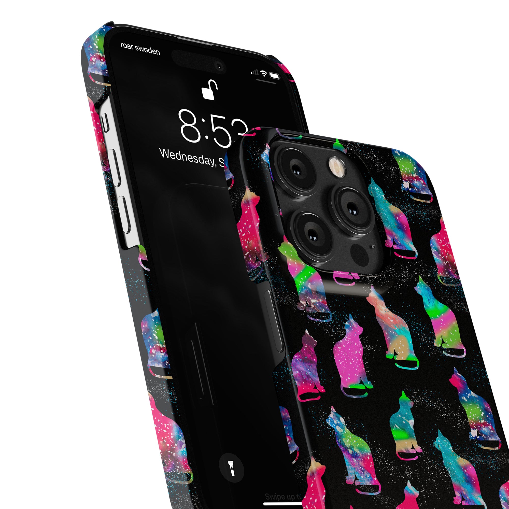 Ett Printeers slimmade telefonfodral med Galaxy Cat-design.