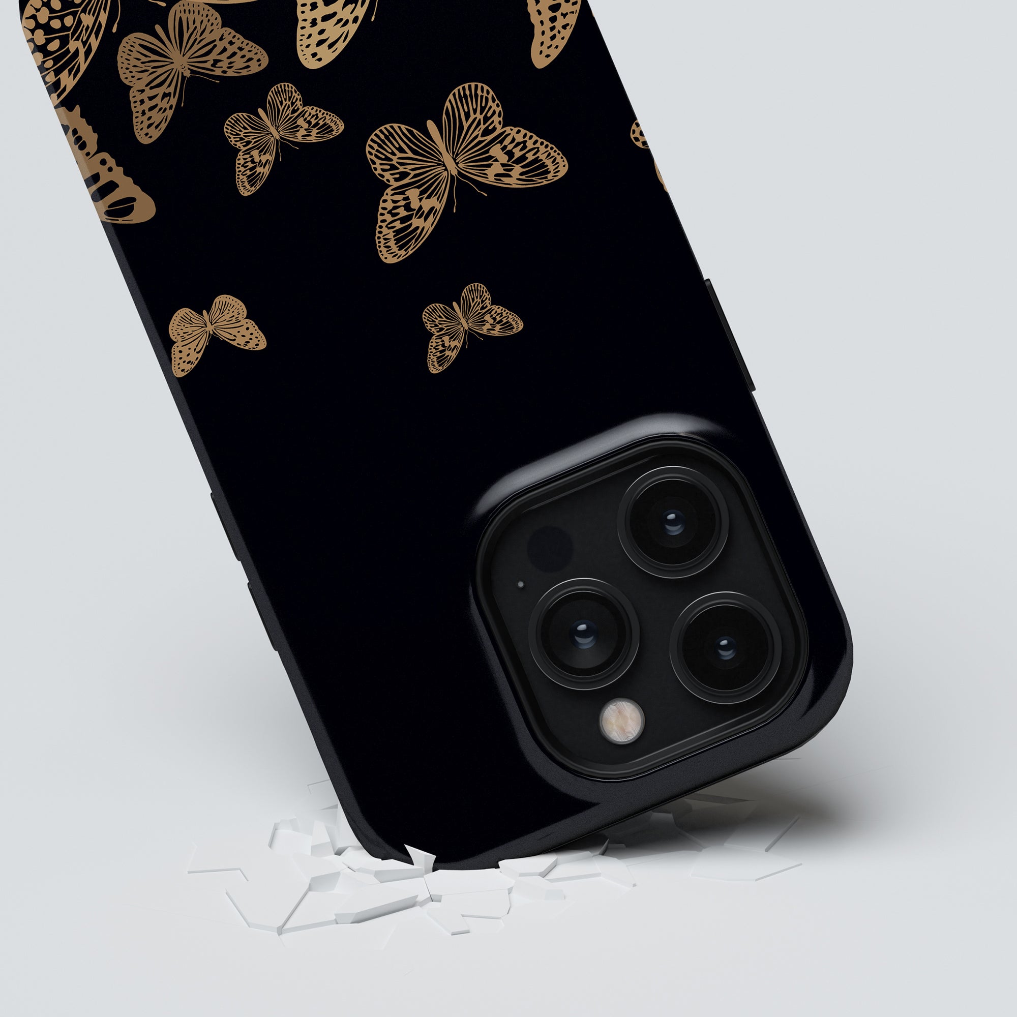 A Golden Butterflies - Tuff Case prydd med guldfjärilar, designad för smartphones av Printeers.