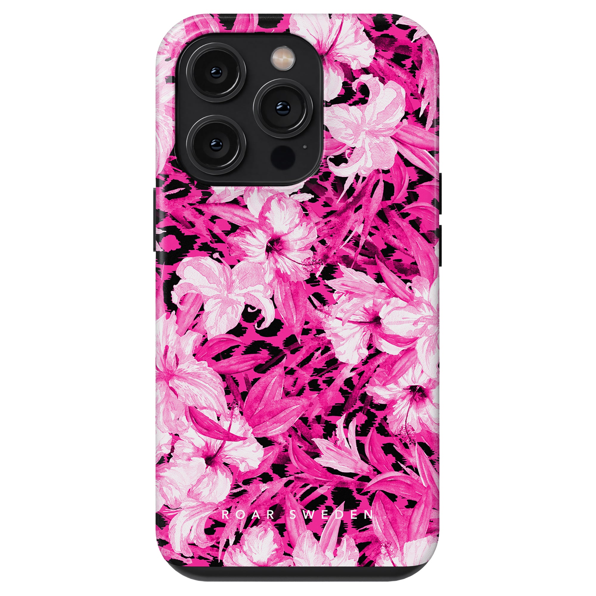Ett elegant blommigt fodral med en perfekt symbios av rosa och svart för Hibiscus Leo - Tough fodral.