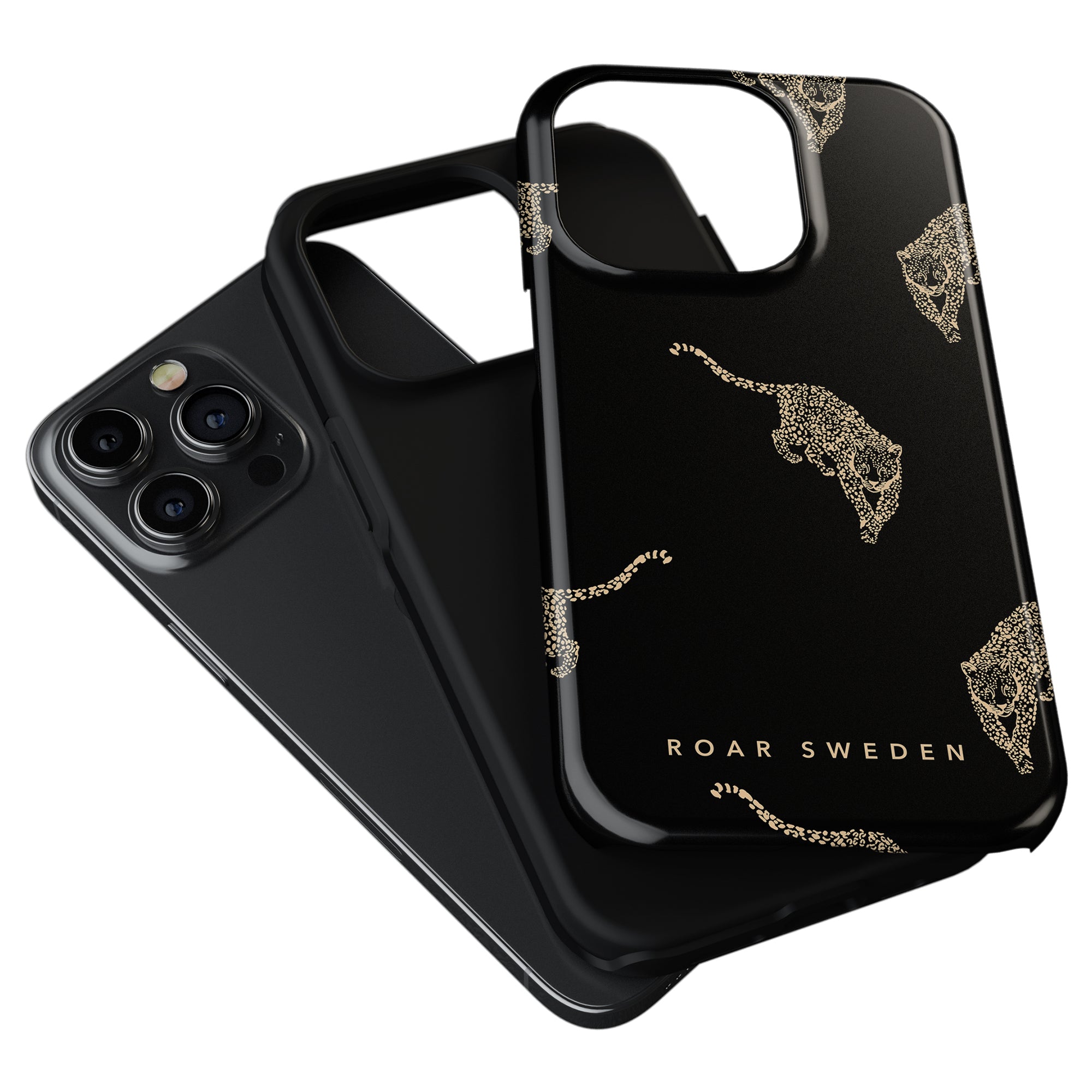A Kitty Black - Tough Case with a leopard print, portable and stylish.