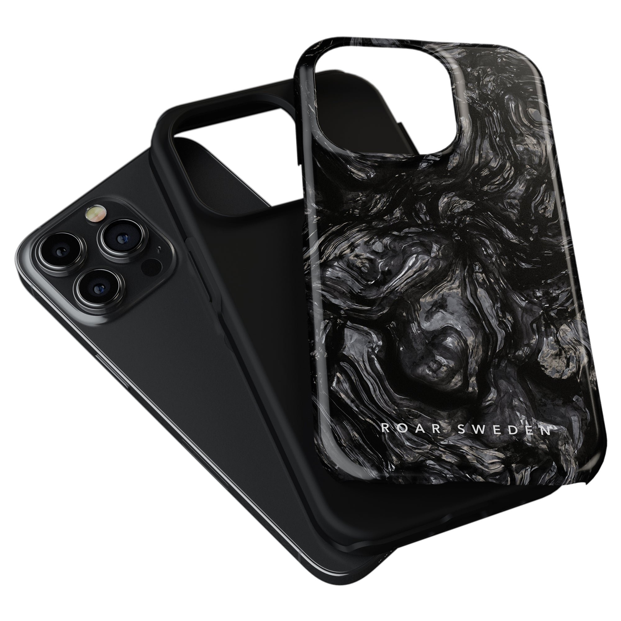 Upplev styrkan i Roar Swedens Lava Stone-Tough Case, ett svart marmorfodral designat speciellt för iPhone 11 Pro.