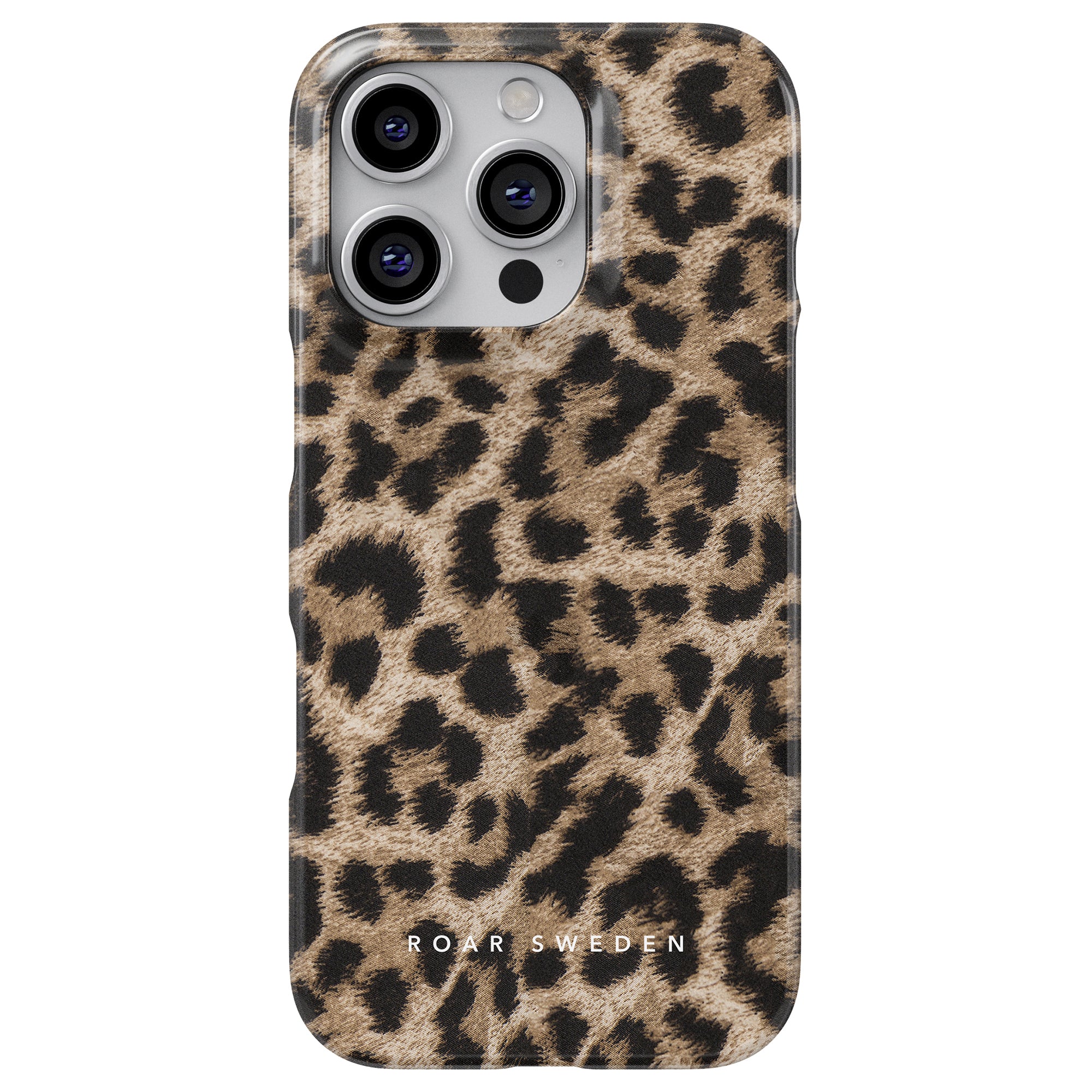 iPhone with a Leopard - Slim case from Roar Sweden, featuring a triple-camera setup. This smartphone case not only offers protection but also serves as a chic fashion accessory.