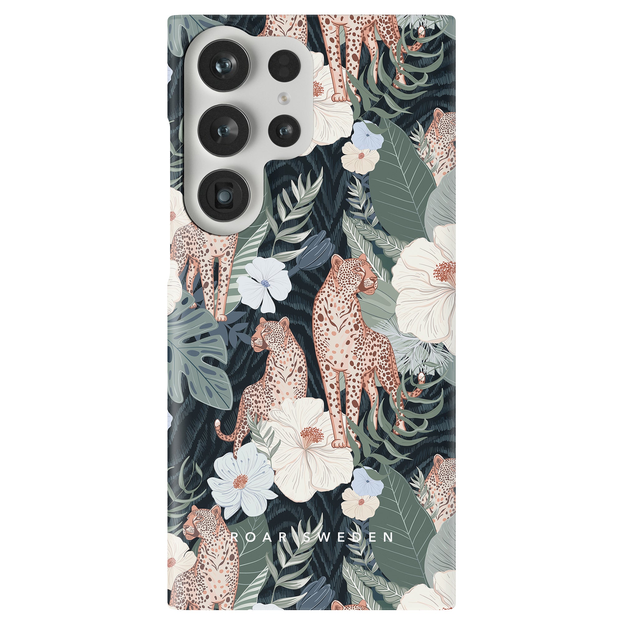 This Leopardess - Slim case combines the fierce elegance of Leopardess with delicate floral patterns.