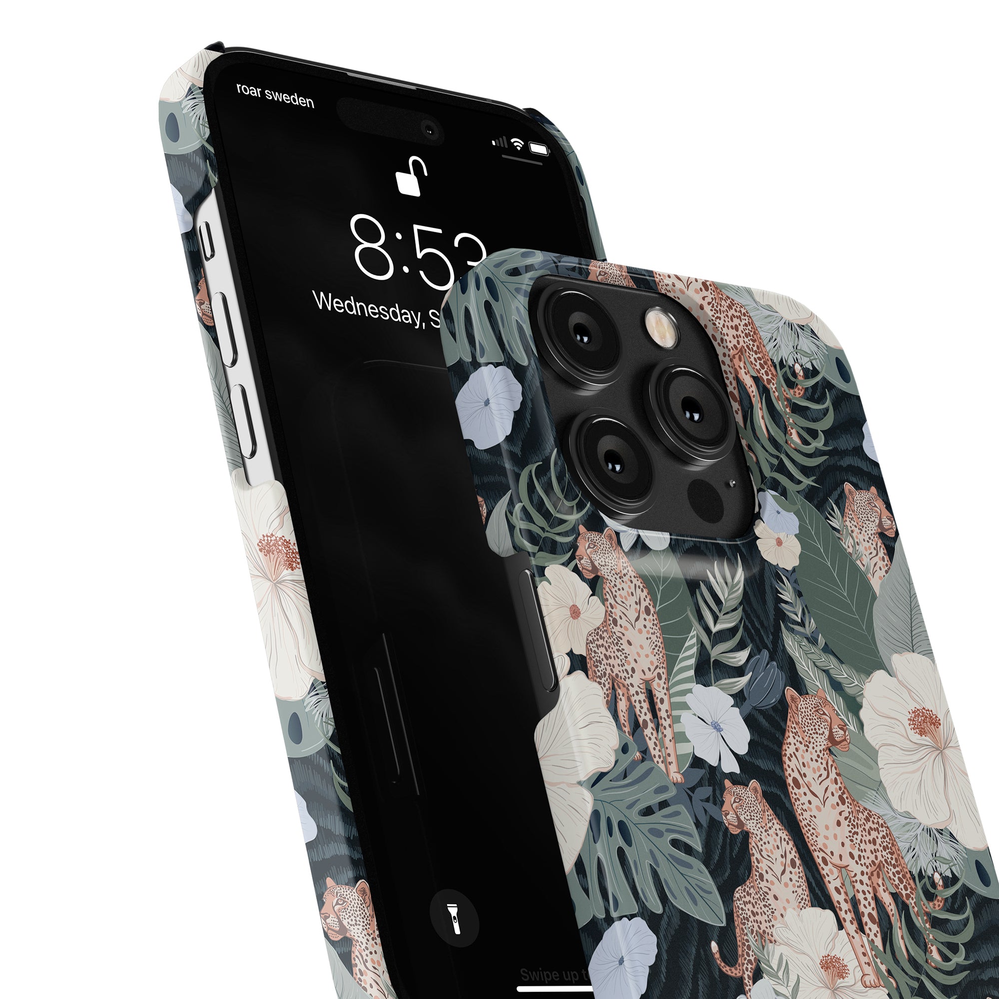 A Leopardess - Slim case with an image of a giraffe and flowers.