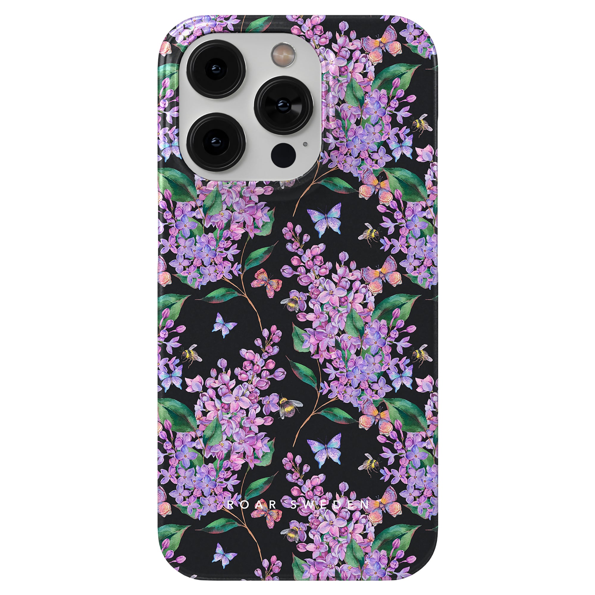 A Lilac - Slim case med fjärilar och lila blommor.