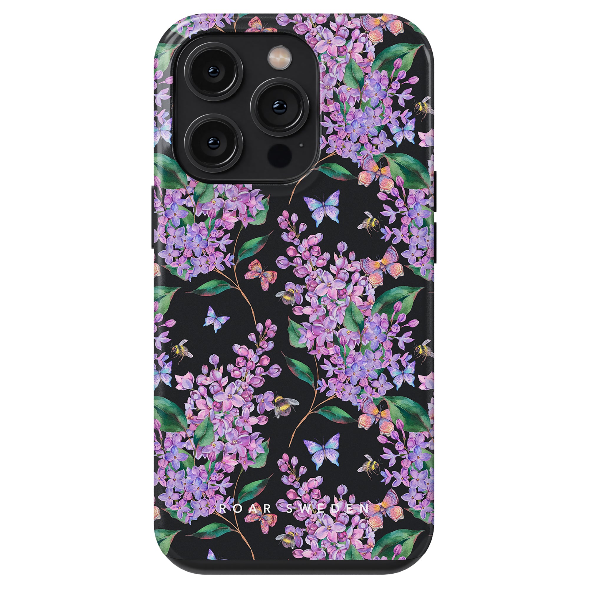mobilskal Lilac - Tufft fodral lila blommor och fjärilar