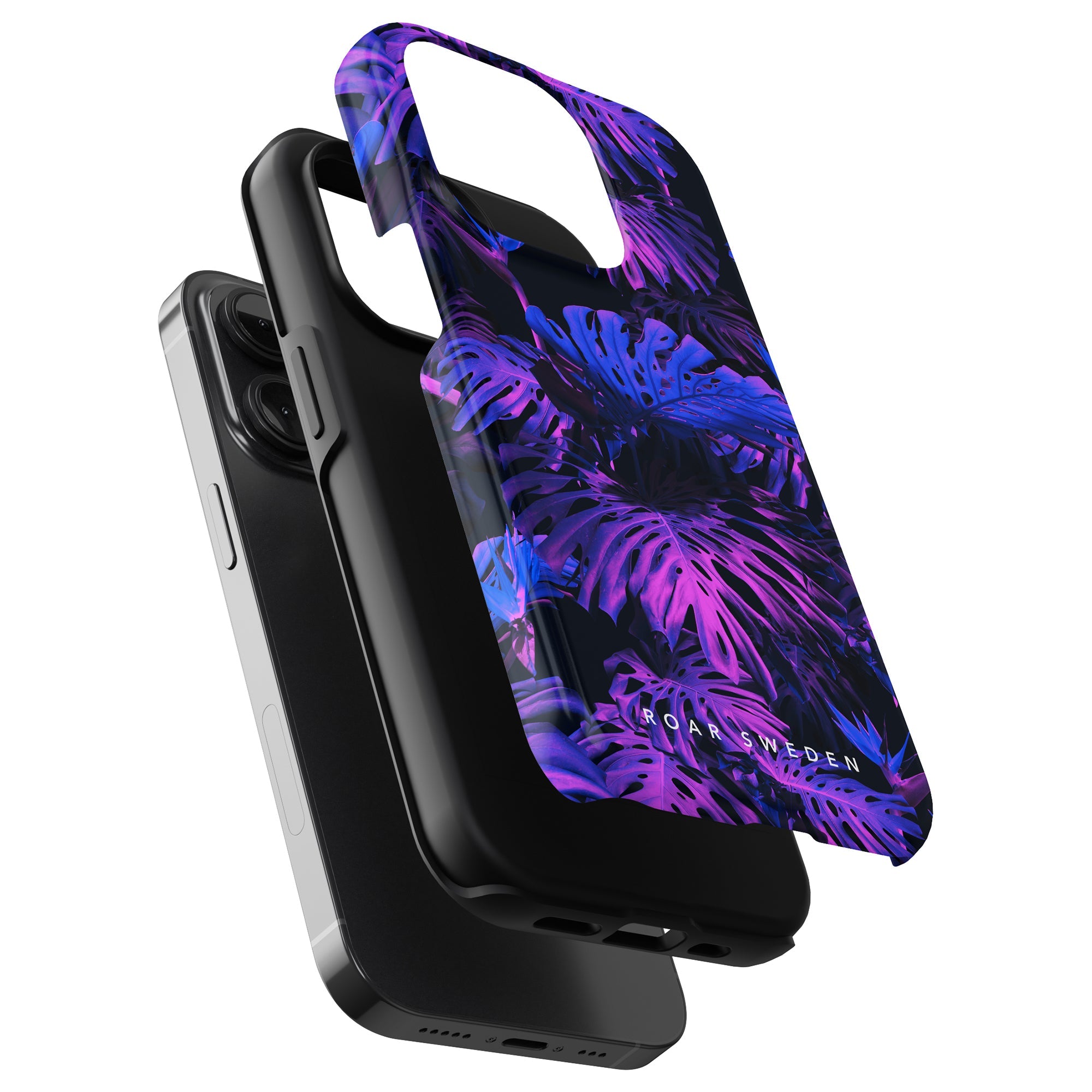 A Monstera Night - Tufft fodral med lila och blått tropiskt tryck för din iPhone 11 pro.