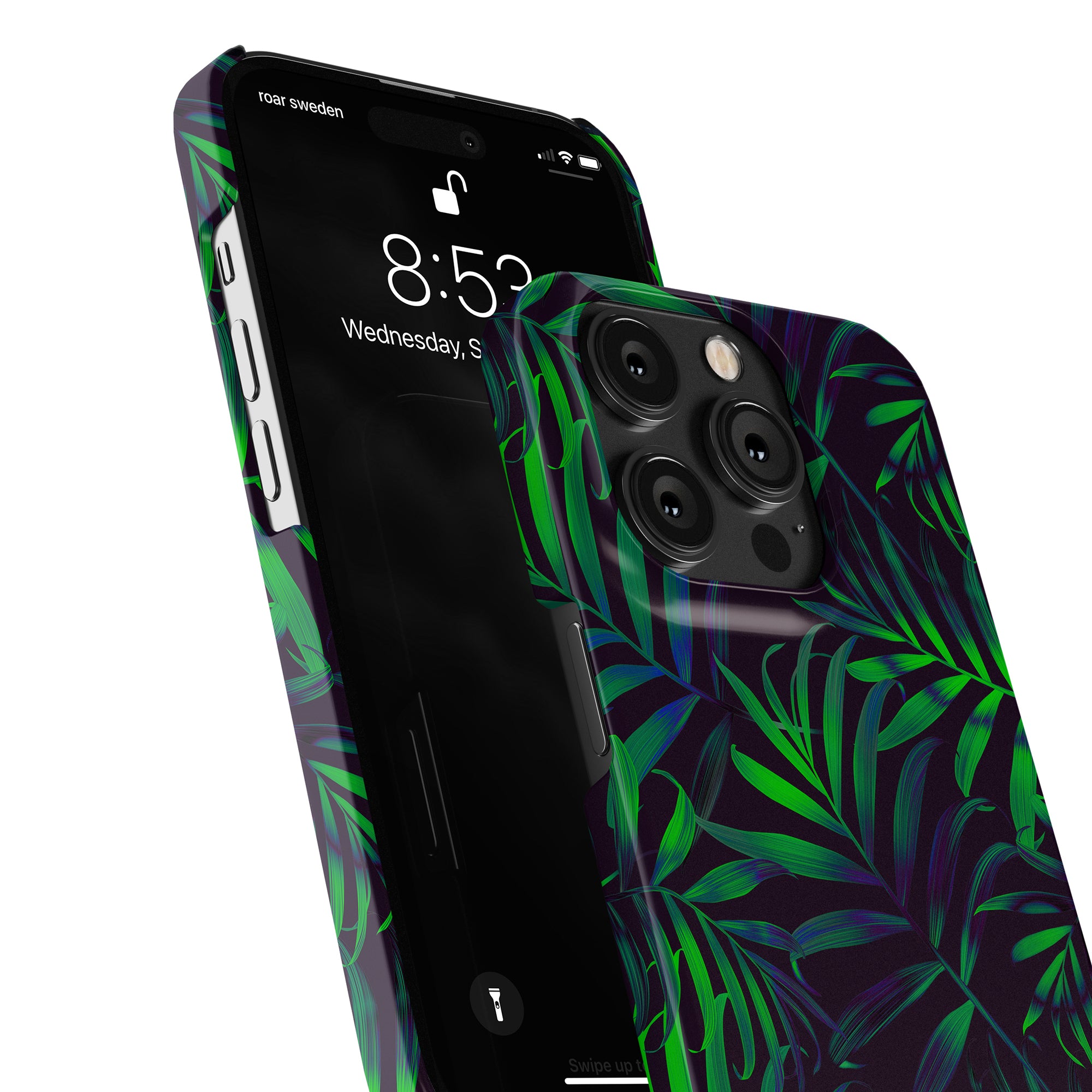 A Mysterious Jungle - Slim fodral iPhone 11 fodral som skyddar och har ett grönt och lila lövmönster.