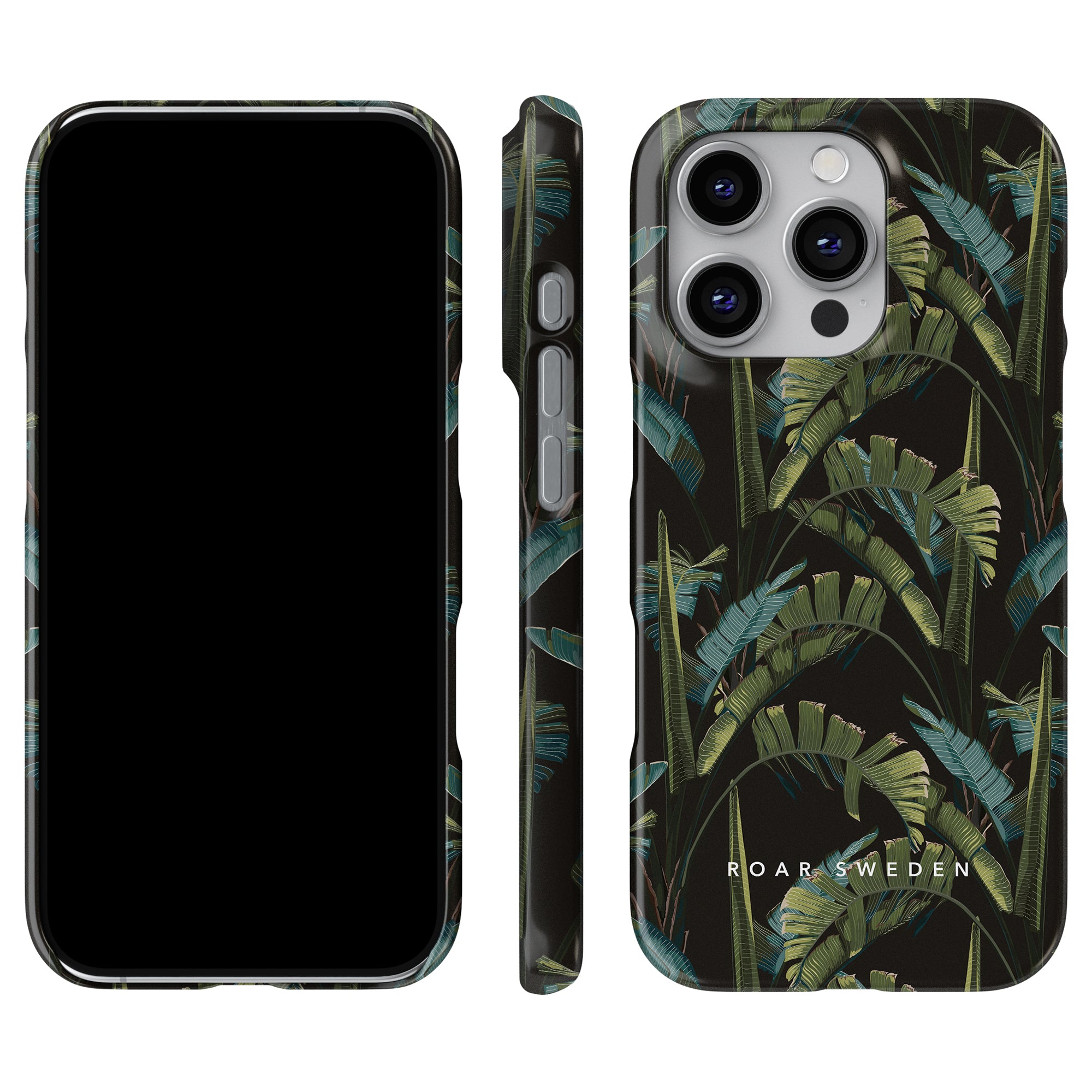 Vi presenterar Mysterious Jungle - Slim-fodralet, ett smartphonetillbehör med en exotisk design med frodiga tropiska löv. Detta skyddande fodral för din enhet framhäver naturens elegans från alla vinklar samtidigt som det stolt visar varumärket Roar Sweden på ryggen.