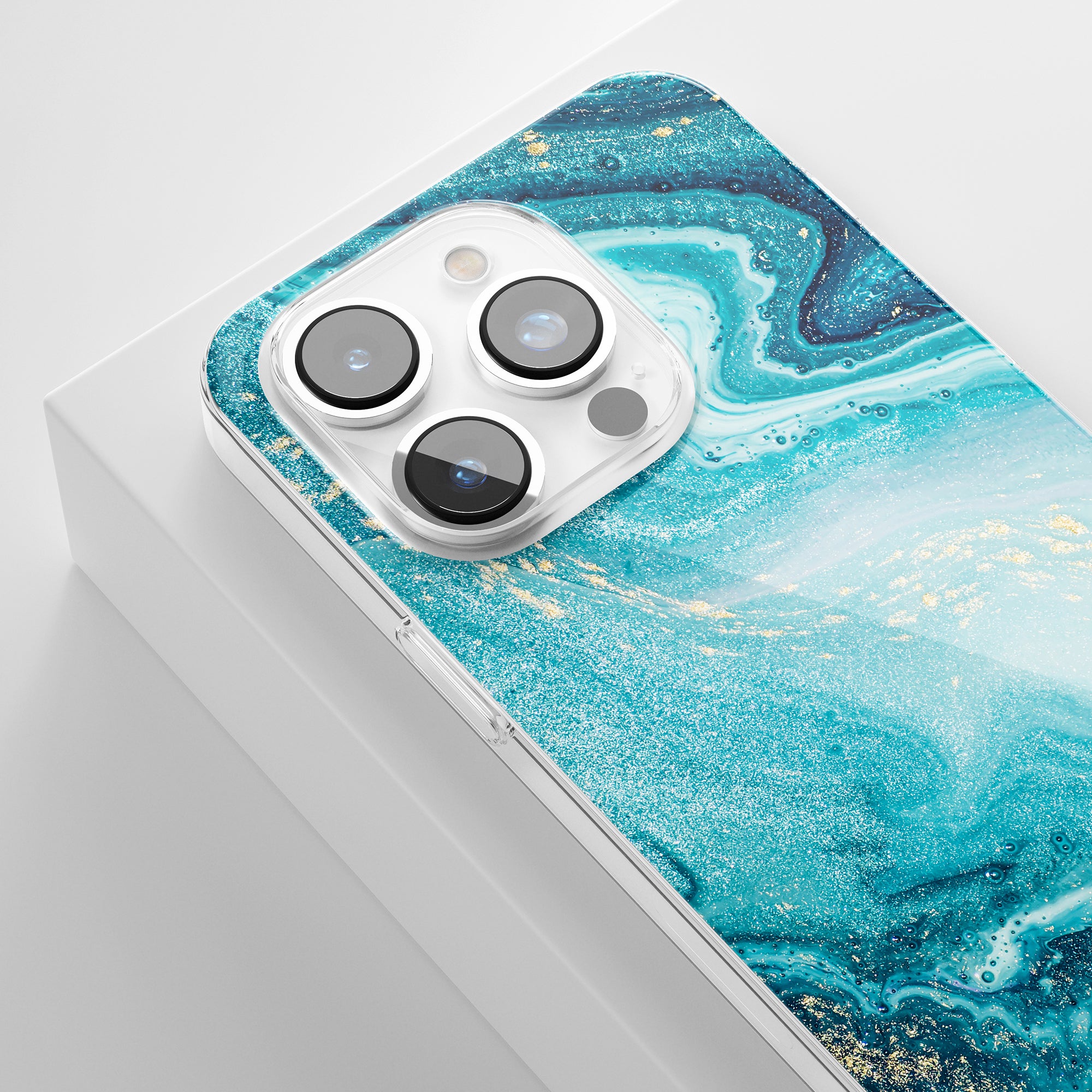 Ett turkos marmor Pacific - Clear Case iPhone 11 Pro fodral med blå design.