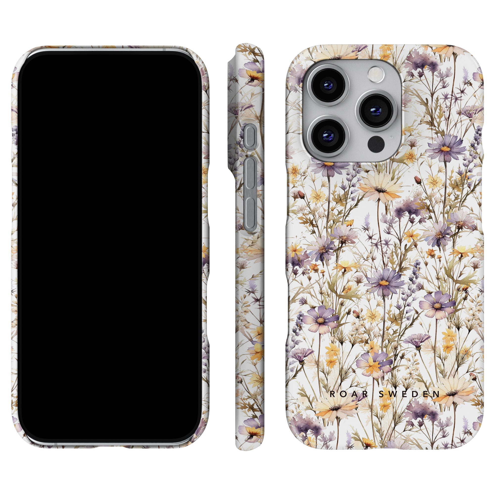 Lyft din stil med vårt Purple Wildflower - Slim fodral från Flower Collection. Det här fodralet har ett fantastiskt blommönster och sveper elegant runt din smartphone och ger både skydd och skönhet. Beundra dess charm från alla vinklar - framifrån, från sidan och bakifrån ingår.