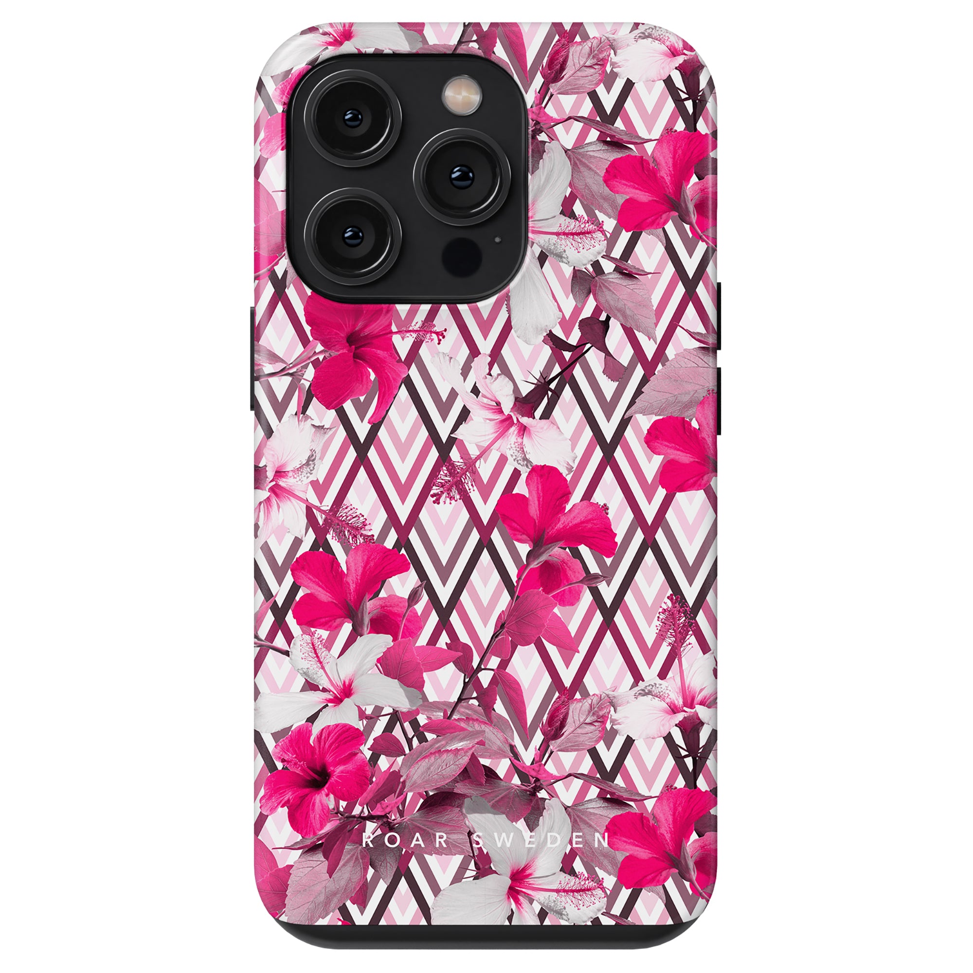 Beskrivning: Ett rosa mobilskal med blommönster för Rhombus - Tough case.