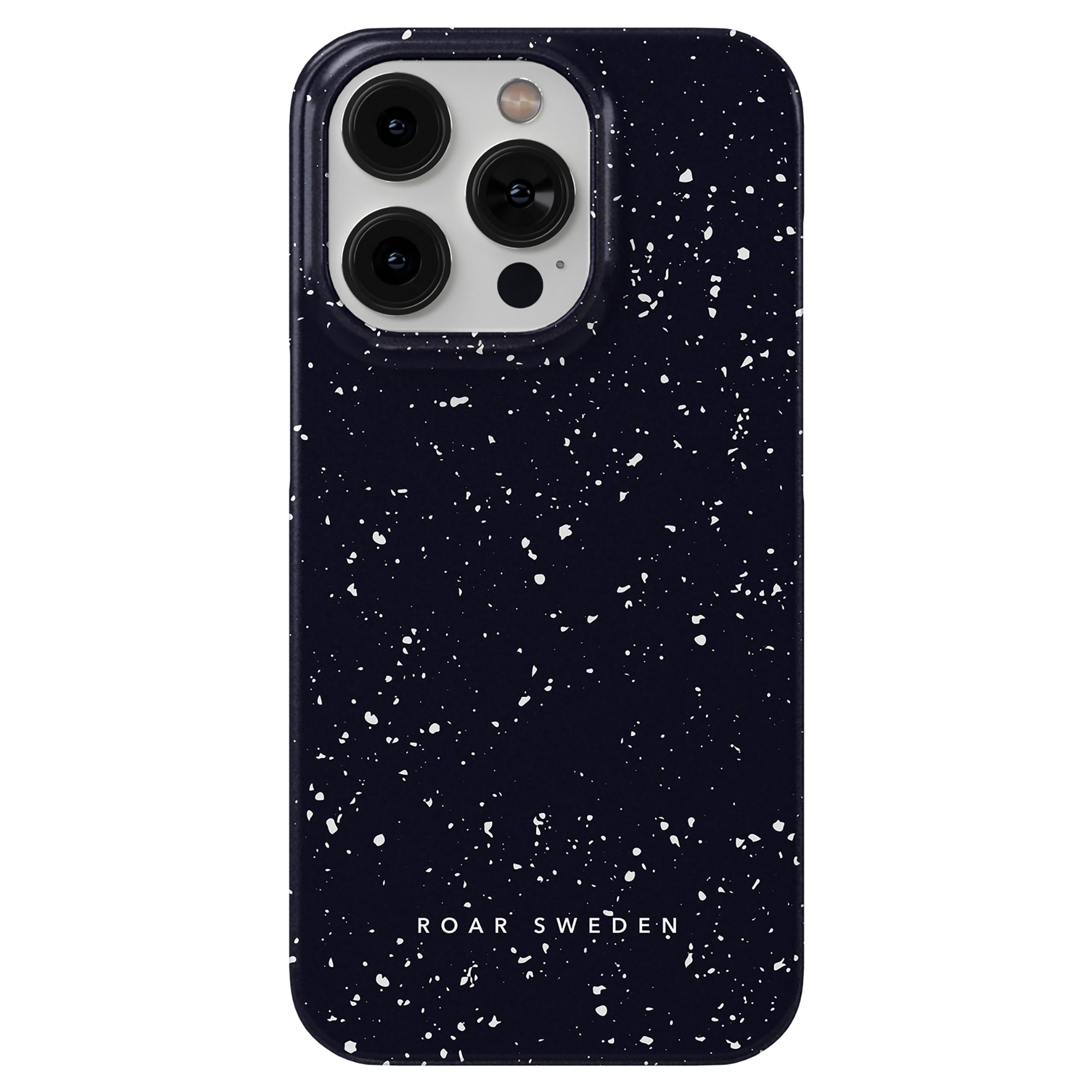 A night stars slim phone case with triple camera cutouts, branded "roar sweden.