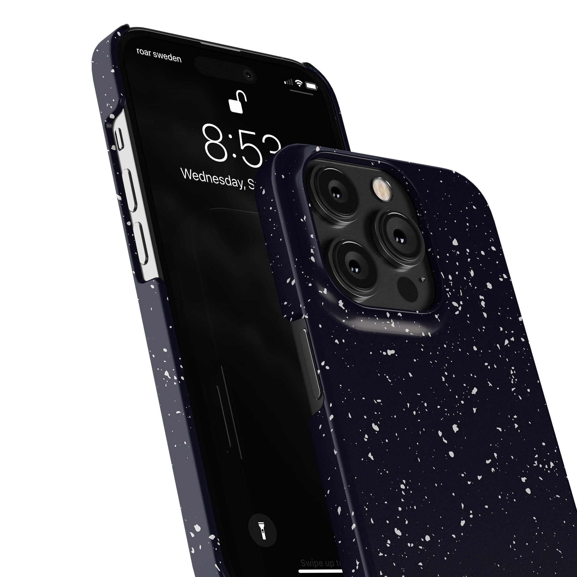 Since there were no specific keywords provided to integrate into your original description, I'll select a relevant keyword from the context and modify the description accordingly: Night Stars - Slim case with a triple-camera system next to it.