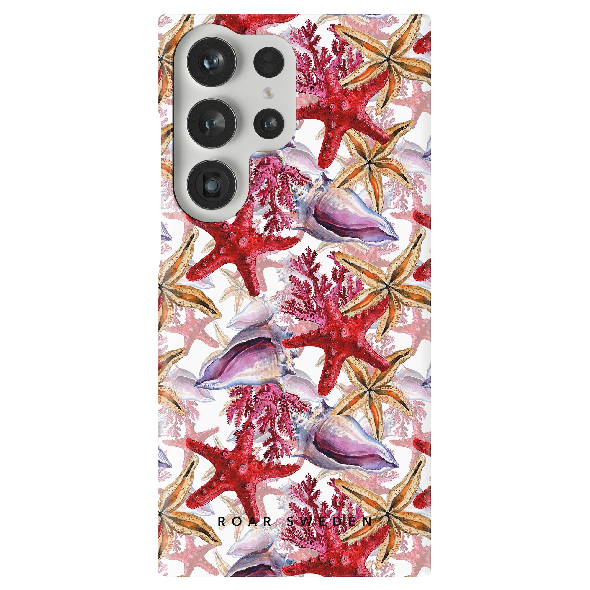 Waterproof Coral Reef - Slim case with starfish pattern and camera cutouts.