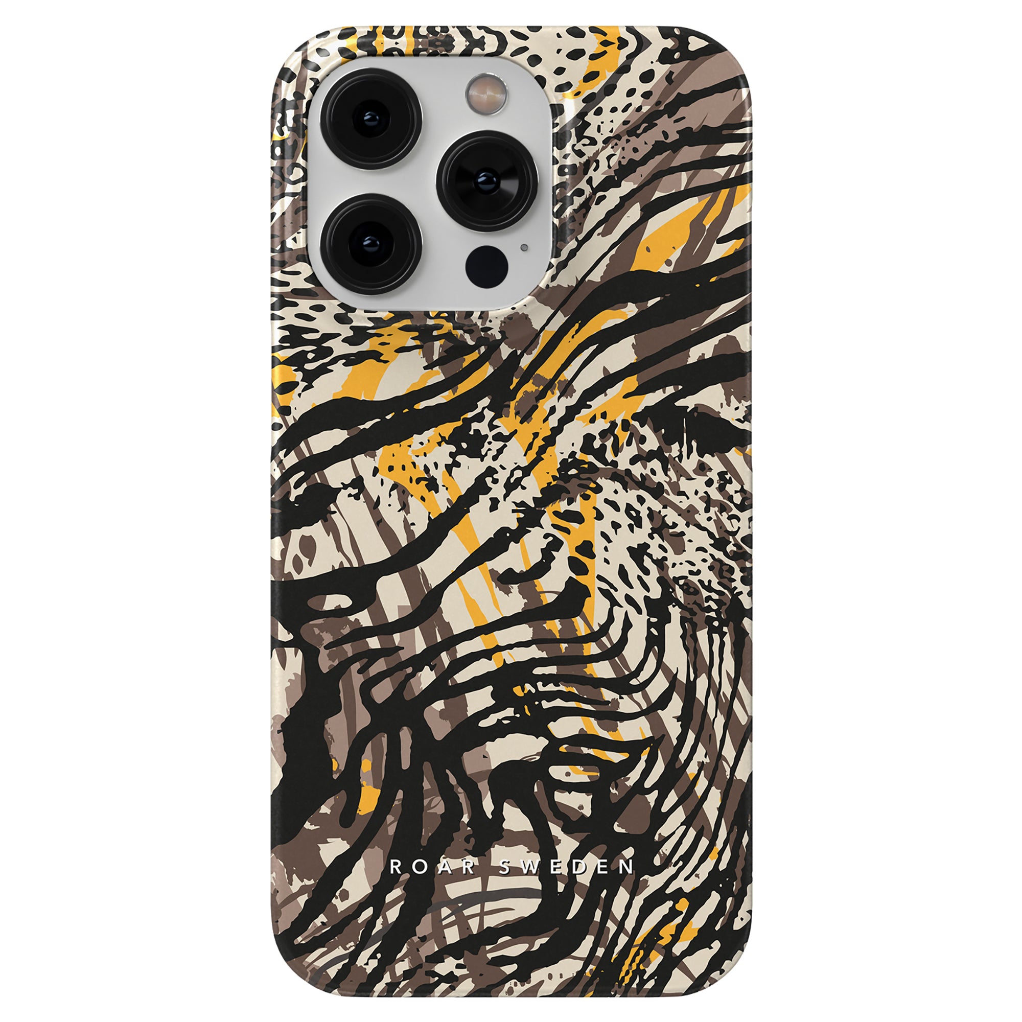 A Savage - Slim case with an explosive black and yellow pattern.