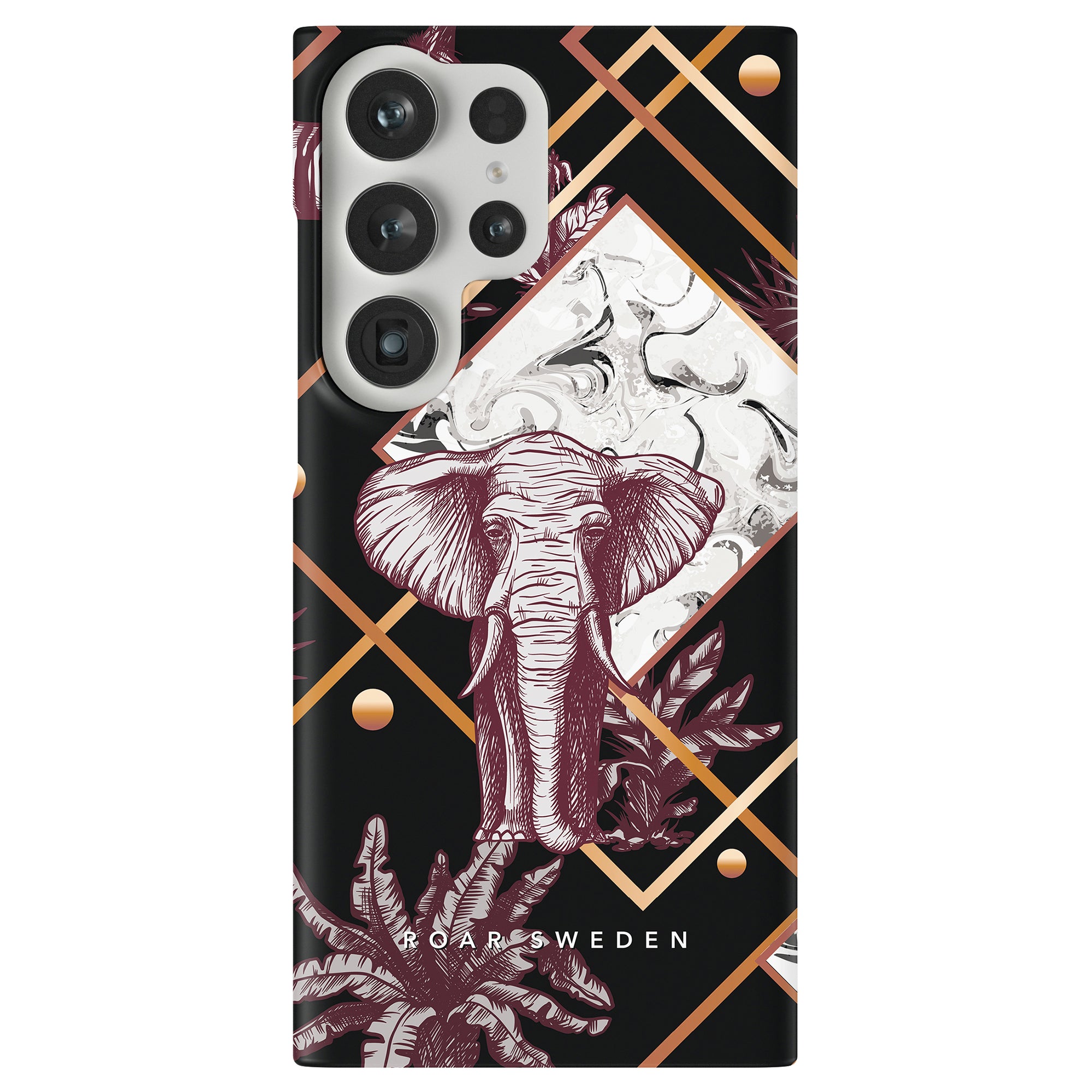 A Savanna - Slim case featuring an elephant illustration.