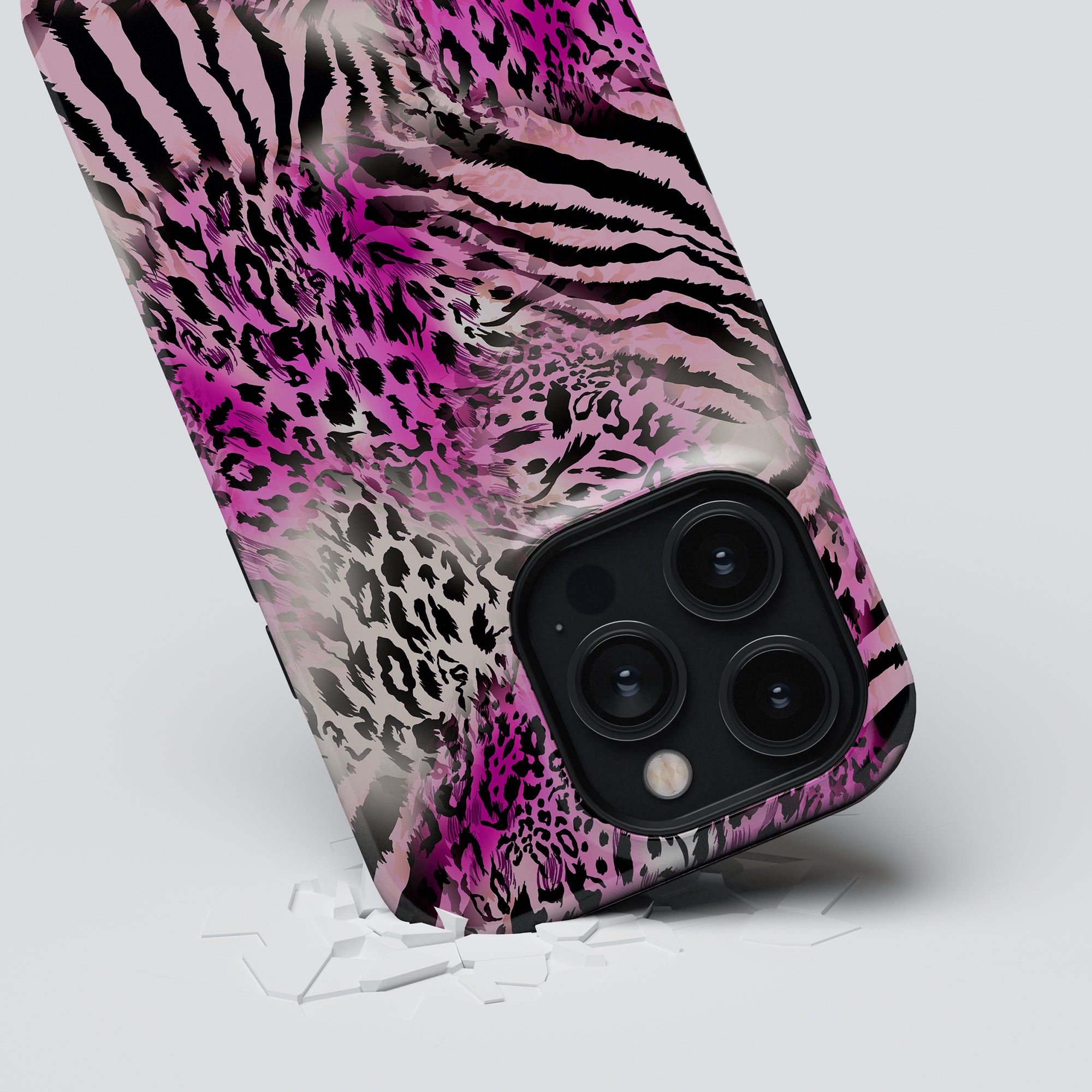 A Savannah Fuchsia - Tough Case with a pink and black zebra print.