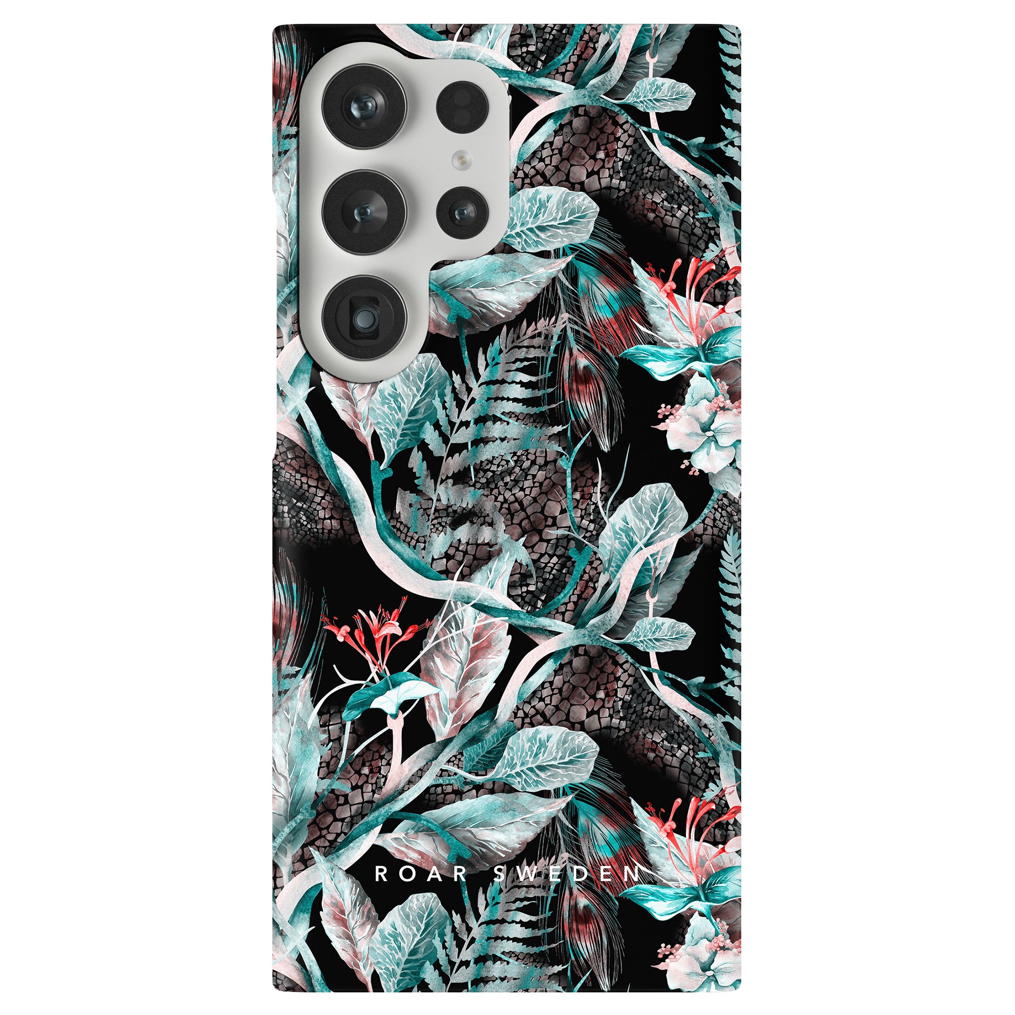 A Snake Jungle - Slim case with a trendy jungle pattern featuring tropical leaves and flowers. This high-quality and durable case provides full access to all buttons and ports on your smartphone, while also protecting it from scratches.