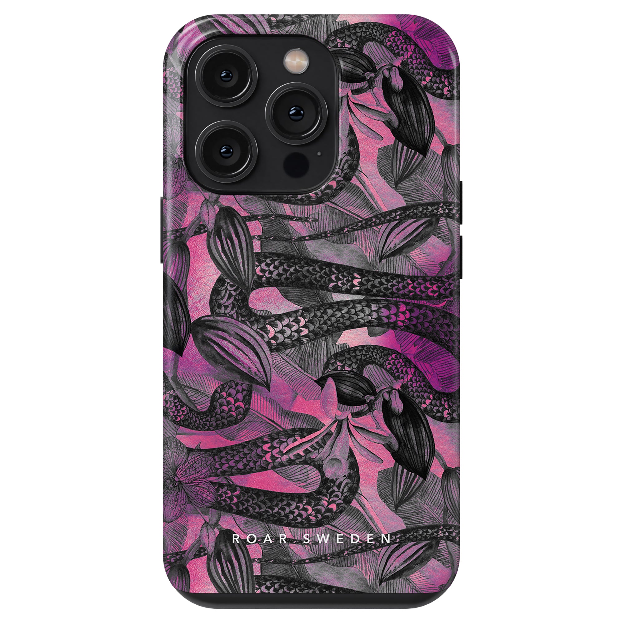 A pink and black Snake Nest - Tough Case with mermaids on it. This Snake Nest - Tough Case is the perfect addition to your collection.