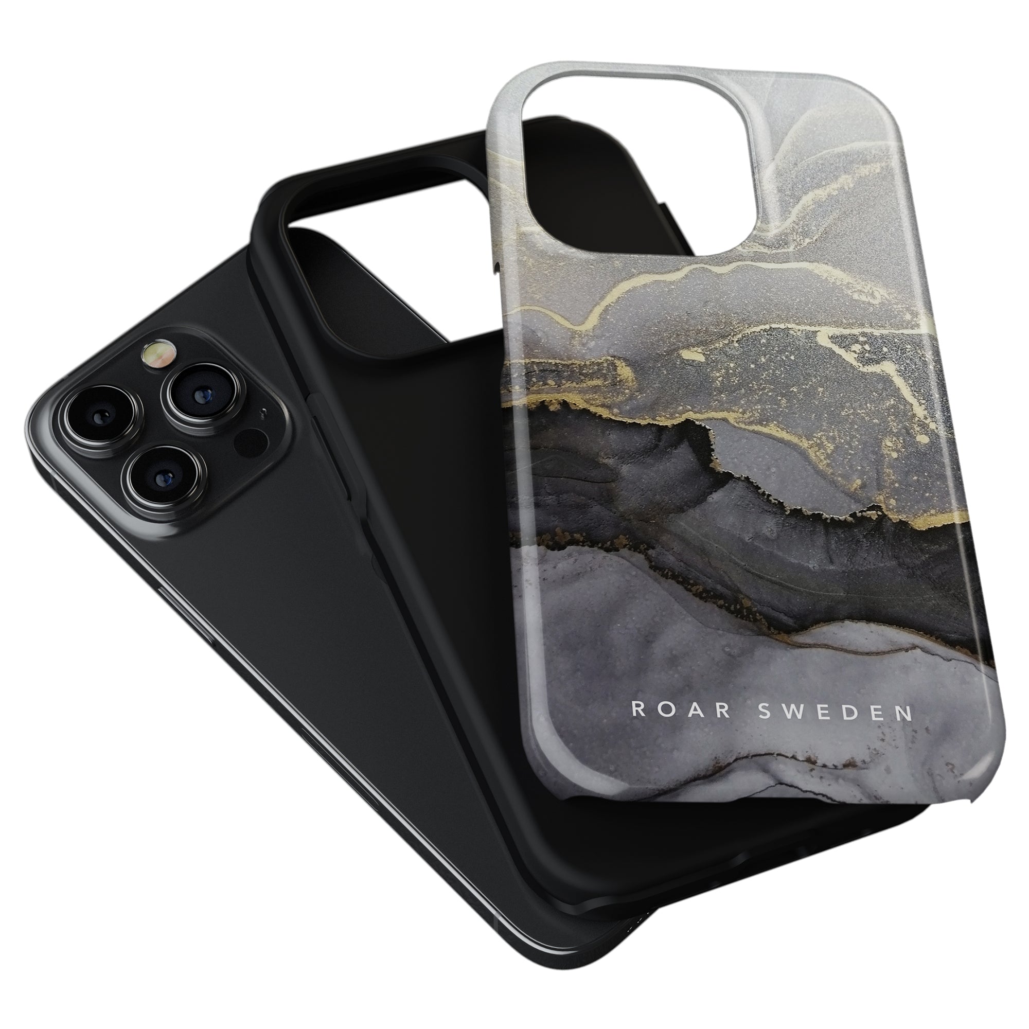 A Roar Swedens black and gold marble case, the Sparkle - Tough Case, is sure to become your mobilskyddsfavorit for the iPhone 11.