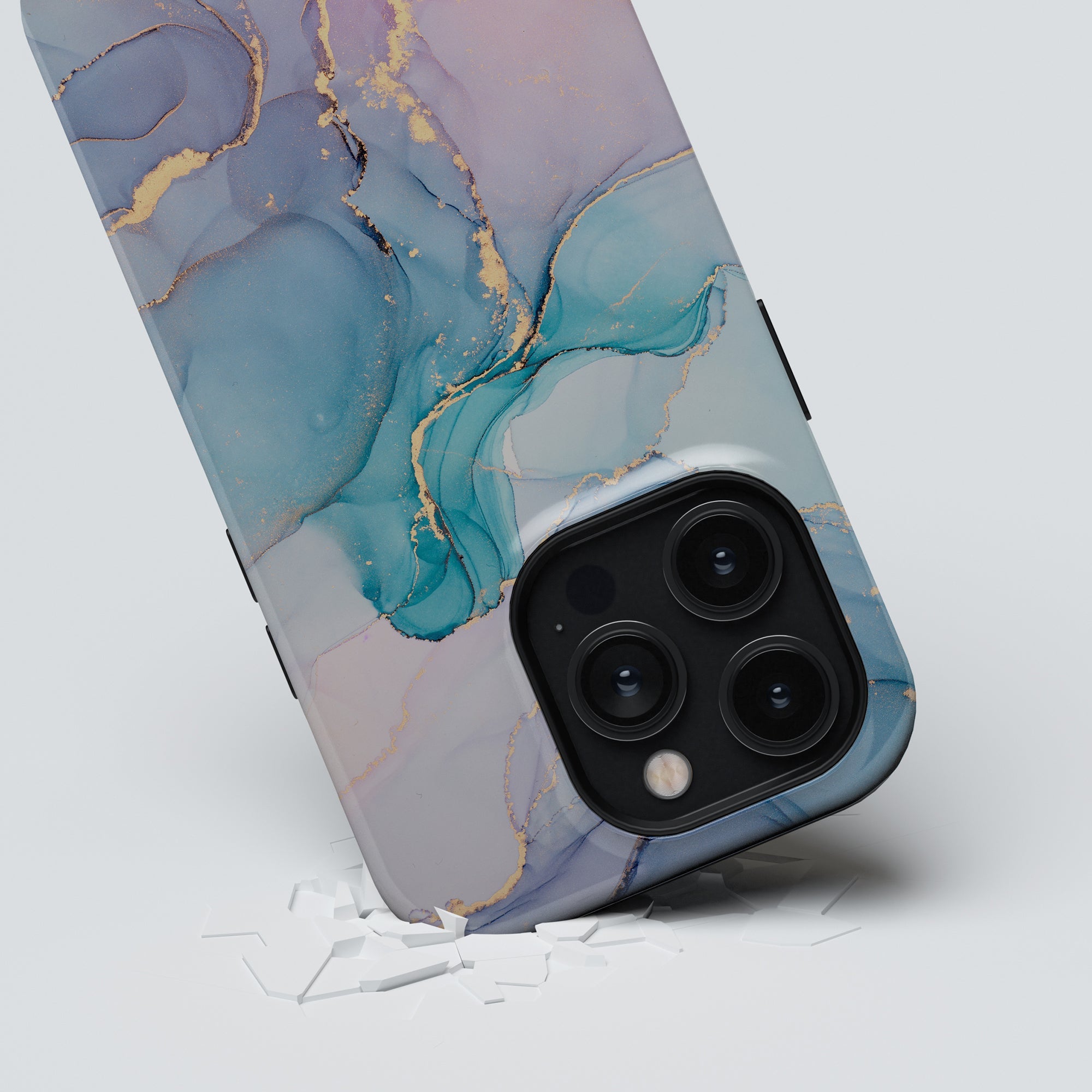 A blue and gold Swirl - Tough Case for the iPhone 11 Pro, providing skal and skyddande protection.