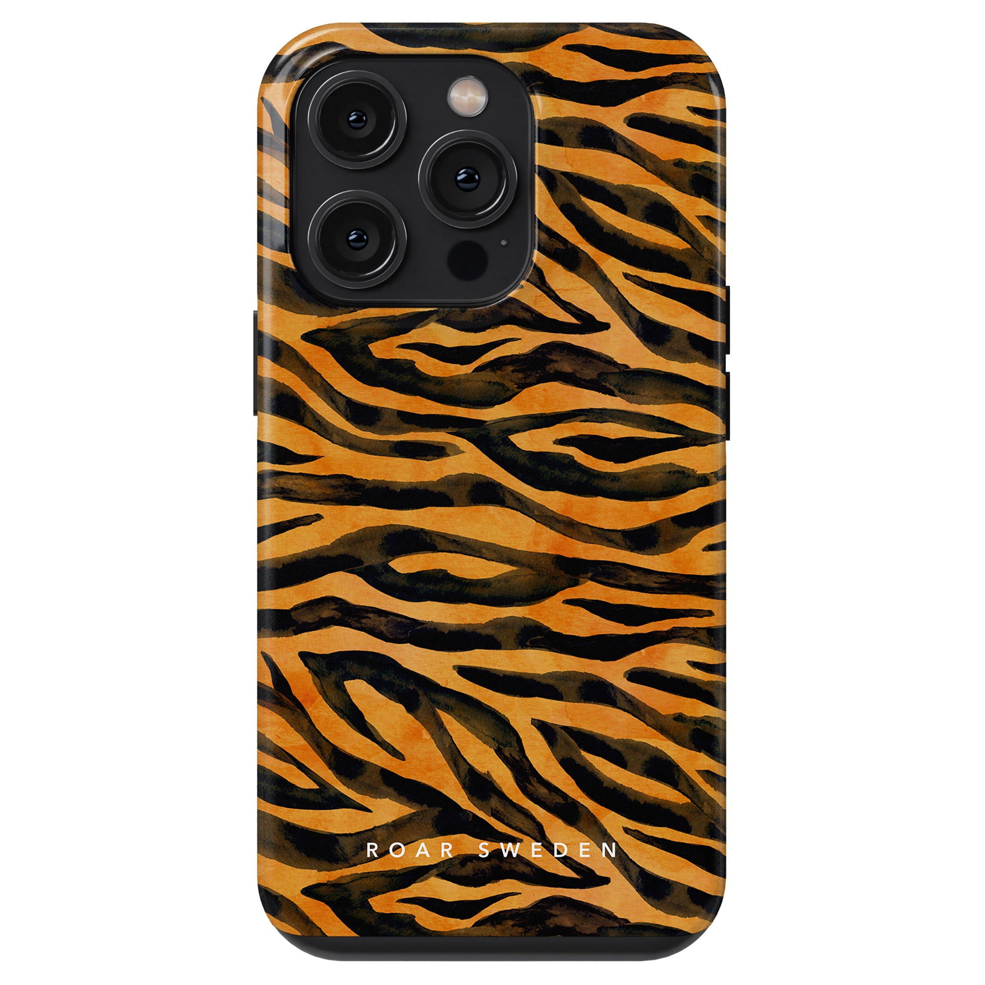 Roar - Tough Case with tiger stripe pattern and camera cutouts.