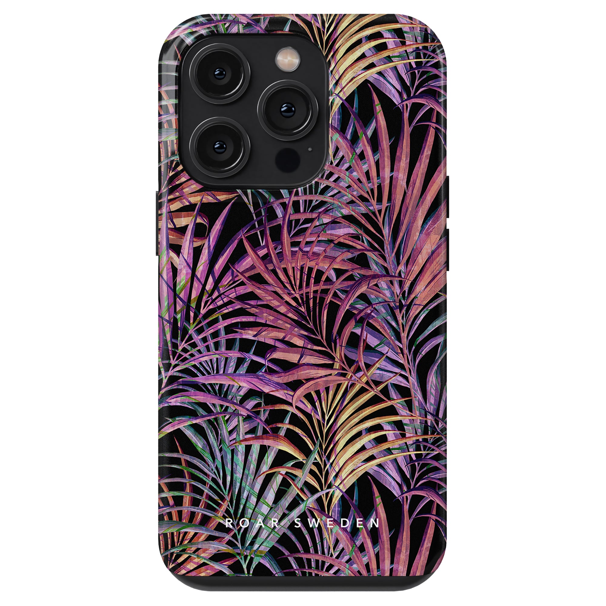 A smartphone with a Summer Palms tough case from the sommarkollektion.