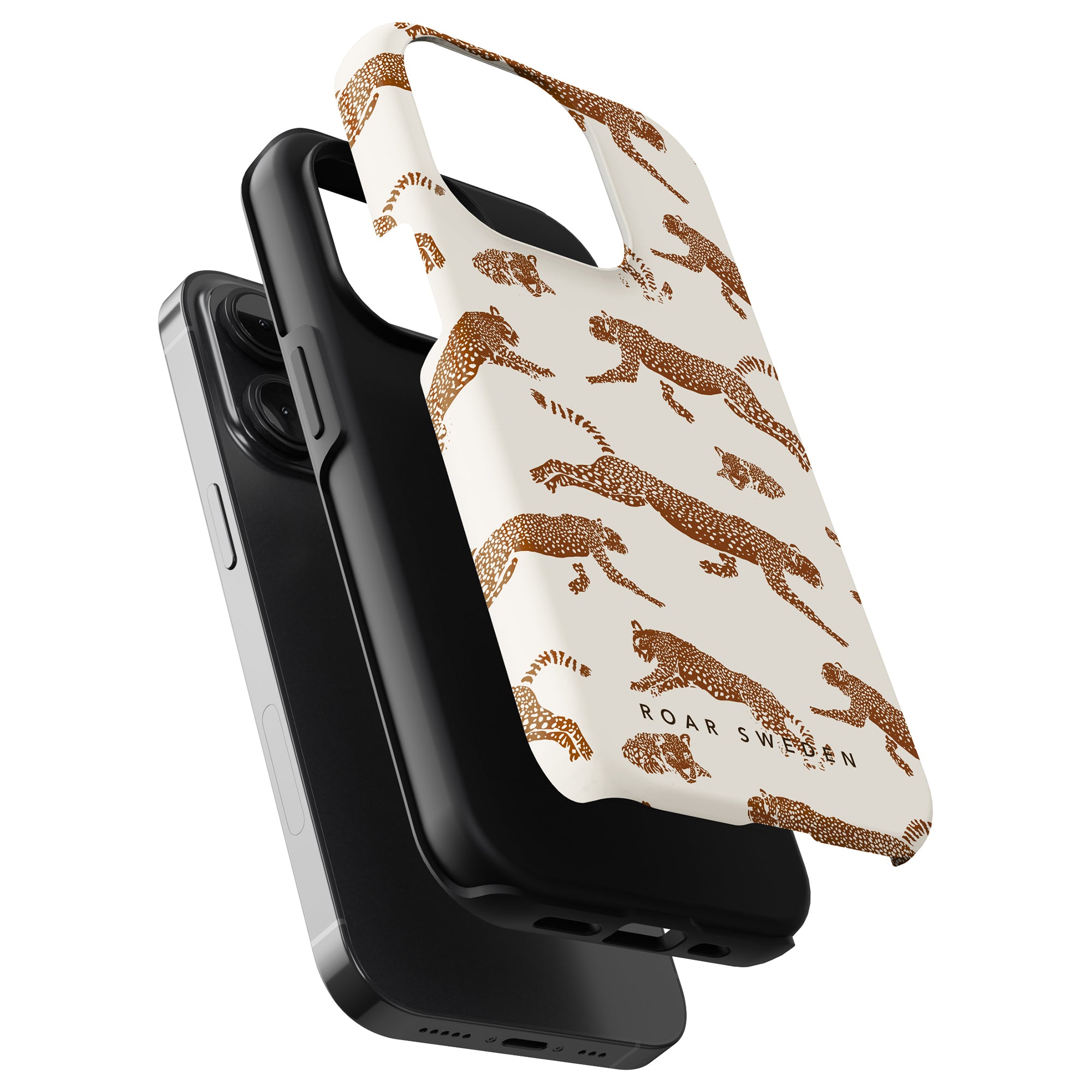 Ritzy - Tough Case with black case and a patterned card holder attachment from the Leopard Collection featuring a cheetah design.