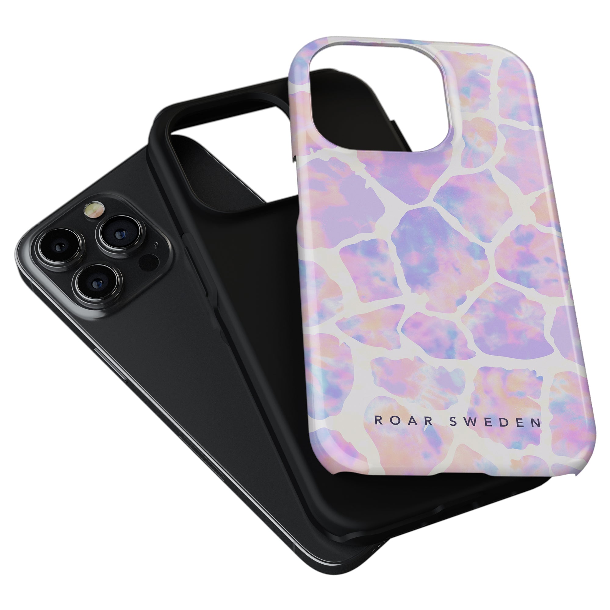 A tough Tie Dye Giraffe - Tough Case with a pink and purple Tie Dye Giraffe print for the iPhone 11, designed by Roar Sweden.