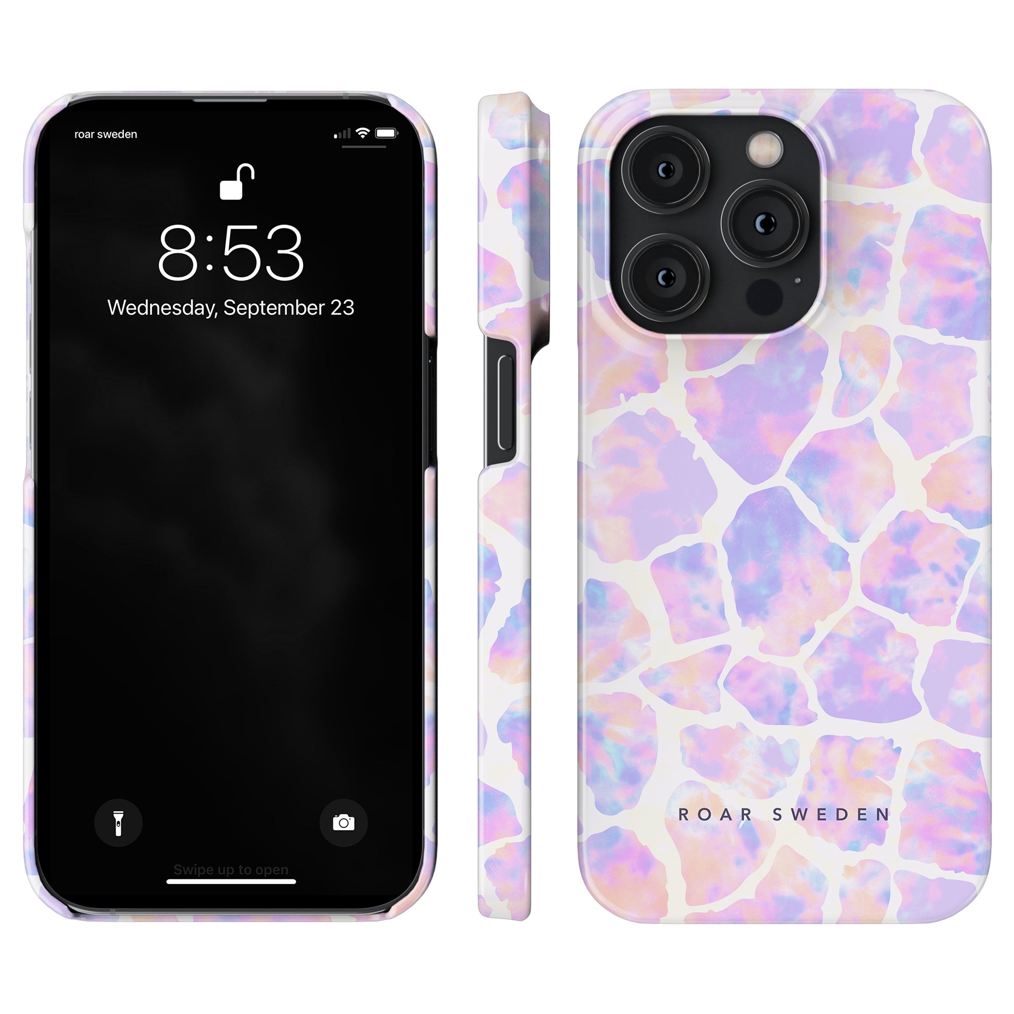 A slim Tie Dye Giraffe case for the iPhone 11.